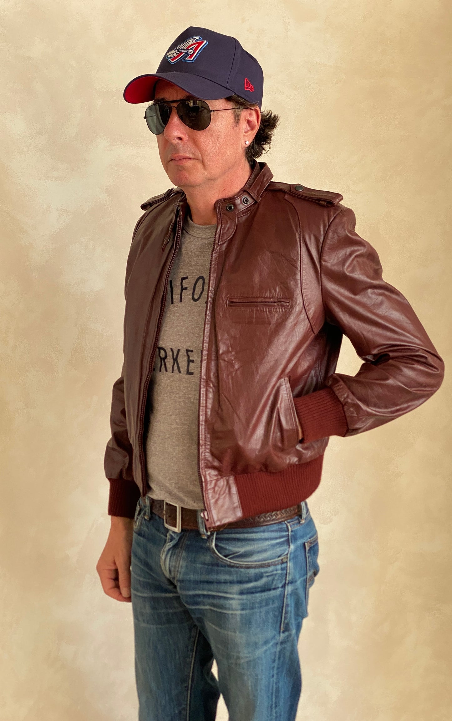 Size 12US Vintage 80s leather jacket removable lining