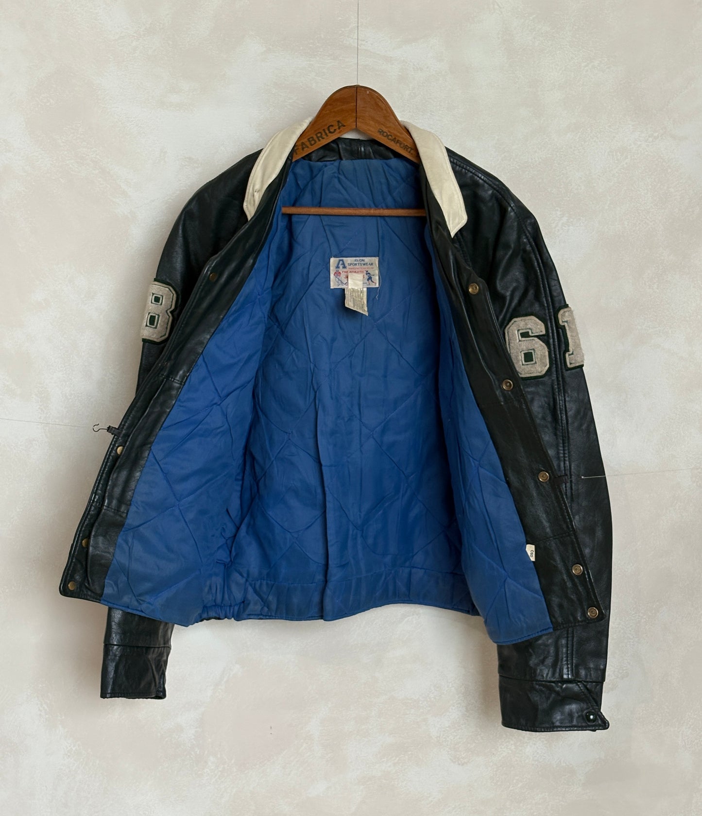 Size 44US / 54EU Vintage 1986 Agincourt Lancers Varsity Leather Jacket — Canadian High School Football — SSAAA Champions — Made in Canada