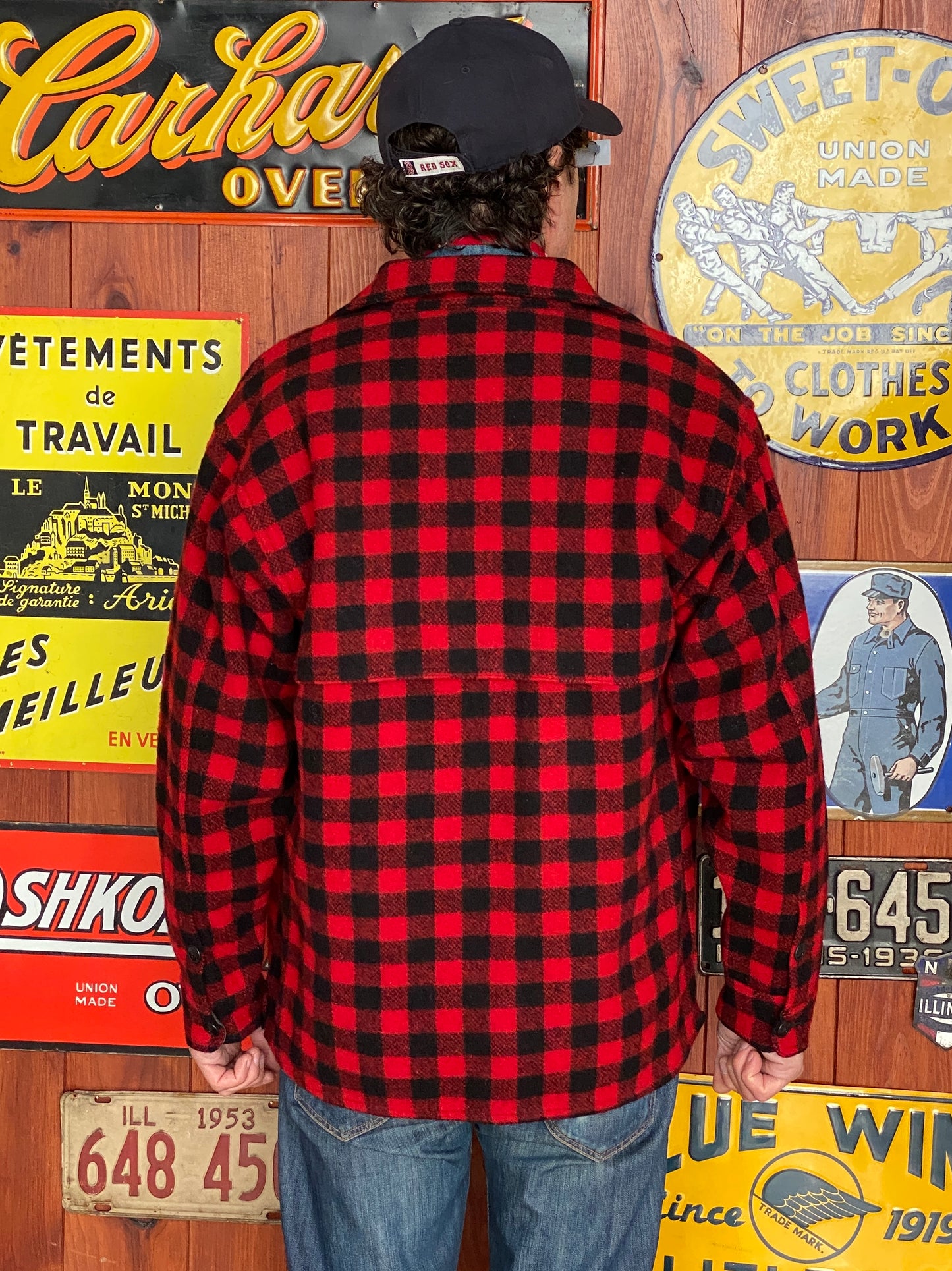 Size Large Vintage Johnson Buffalo Plaid Wool Jacket | Made in USA Authenticity