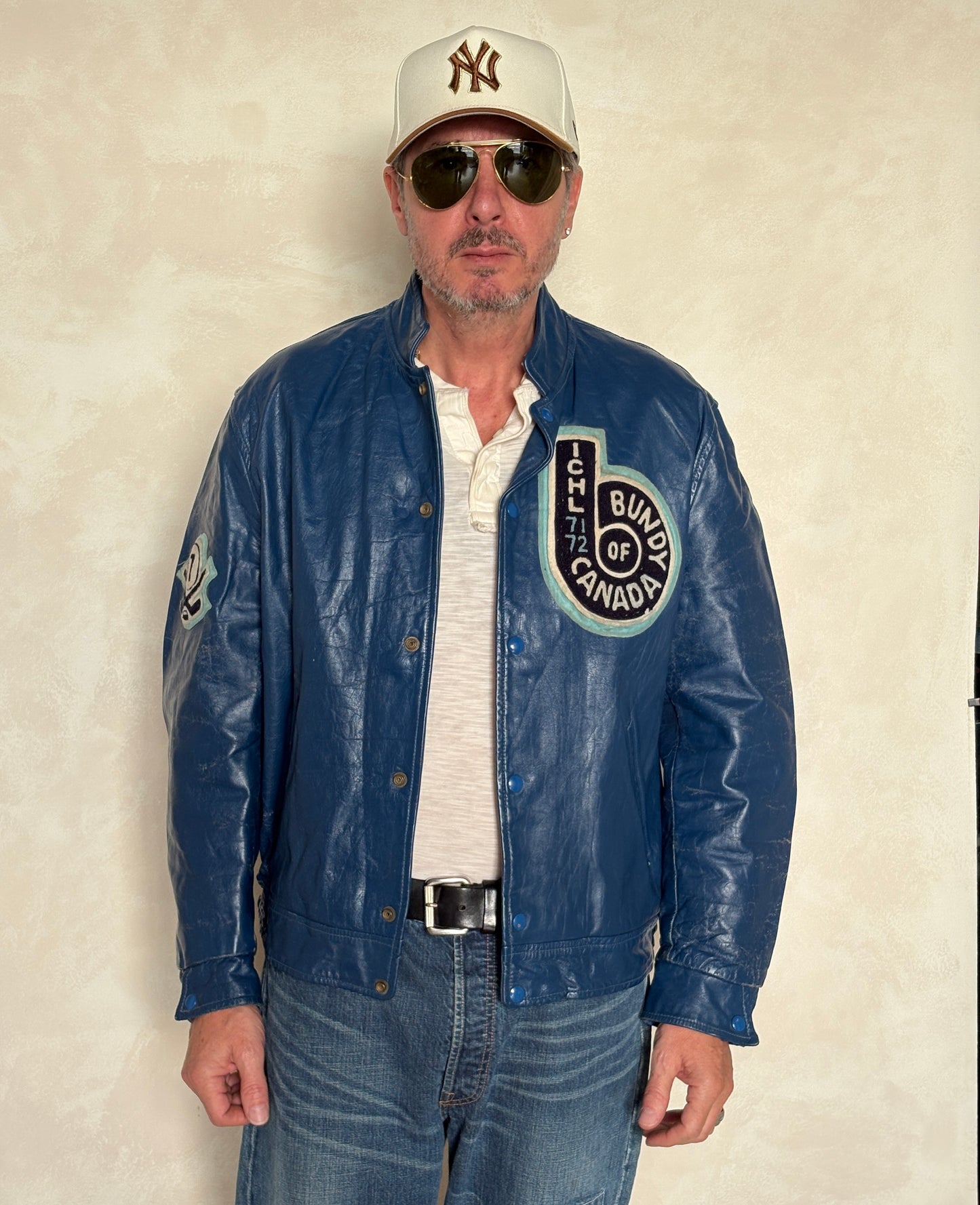 Size 44US / 54EU Vintage 1970s Bundy of Canada Hockey Jacket — ICHL 71-72 Varsity Leather Bomber — Rare Canadian Sports Collectible