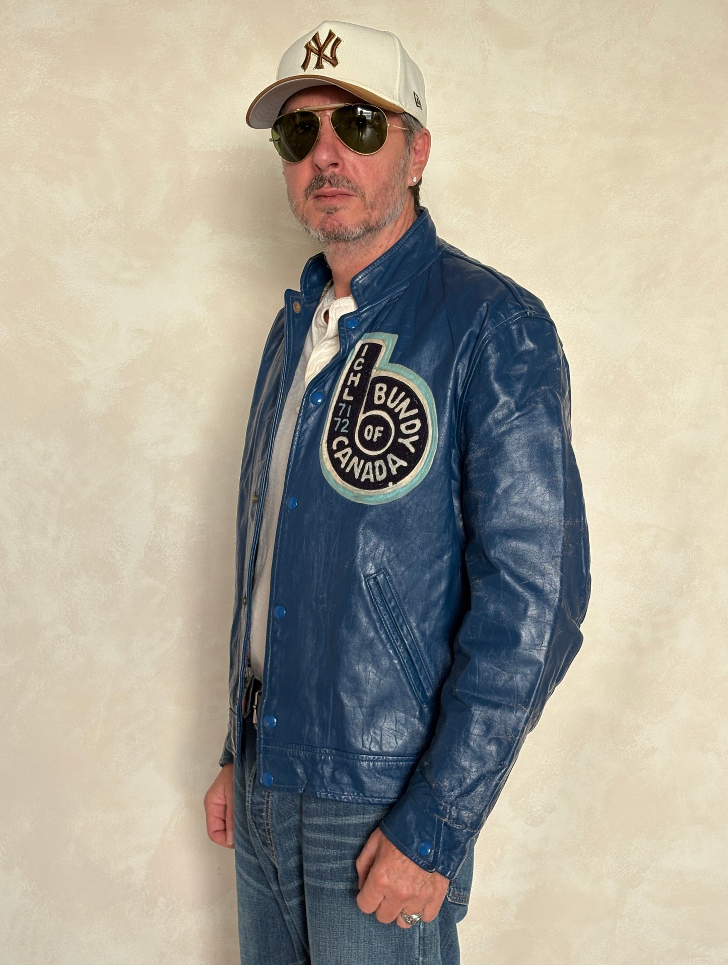 Size 44US / 54EU Vintage 1970s Bundy of Canada Hockey Jacket — ICHL 71-72 Varsity Leather Bomber — Rare Canadian Sports Collectible