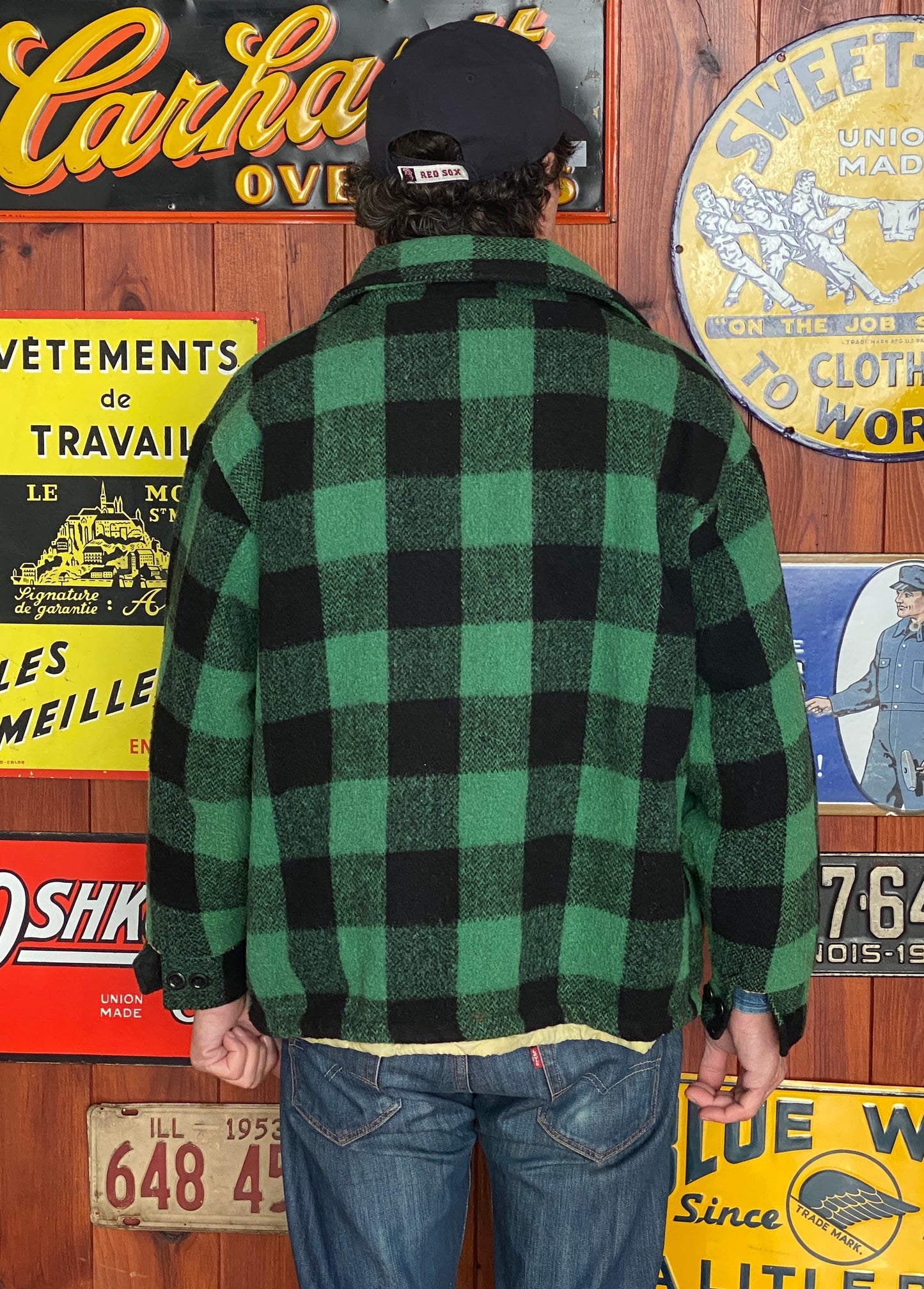 Size Large Vintage buffalo plaid wool jacket Made in USA