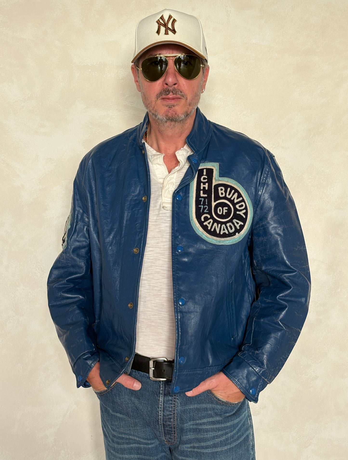 Size 44US / 54EU Vintage 1970s Bundy of Canada Hockey Jacket — ICHL 71-72 Varsity Leather Bomber — Rare Canadian Sports Collectible