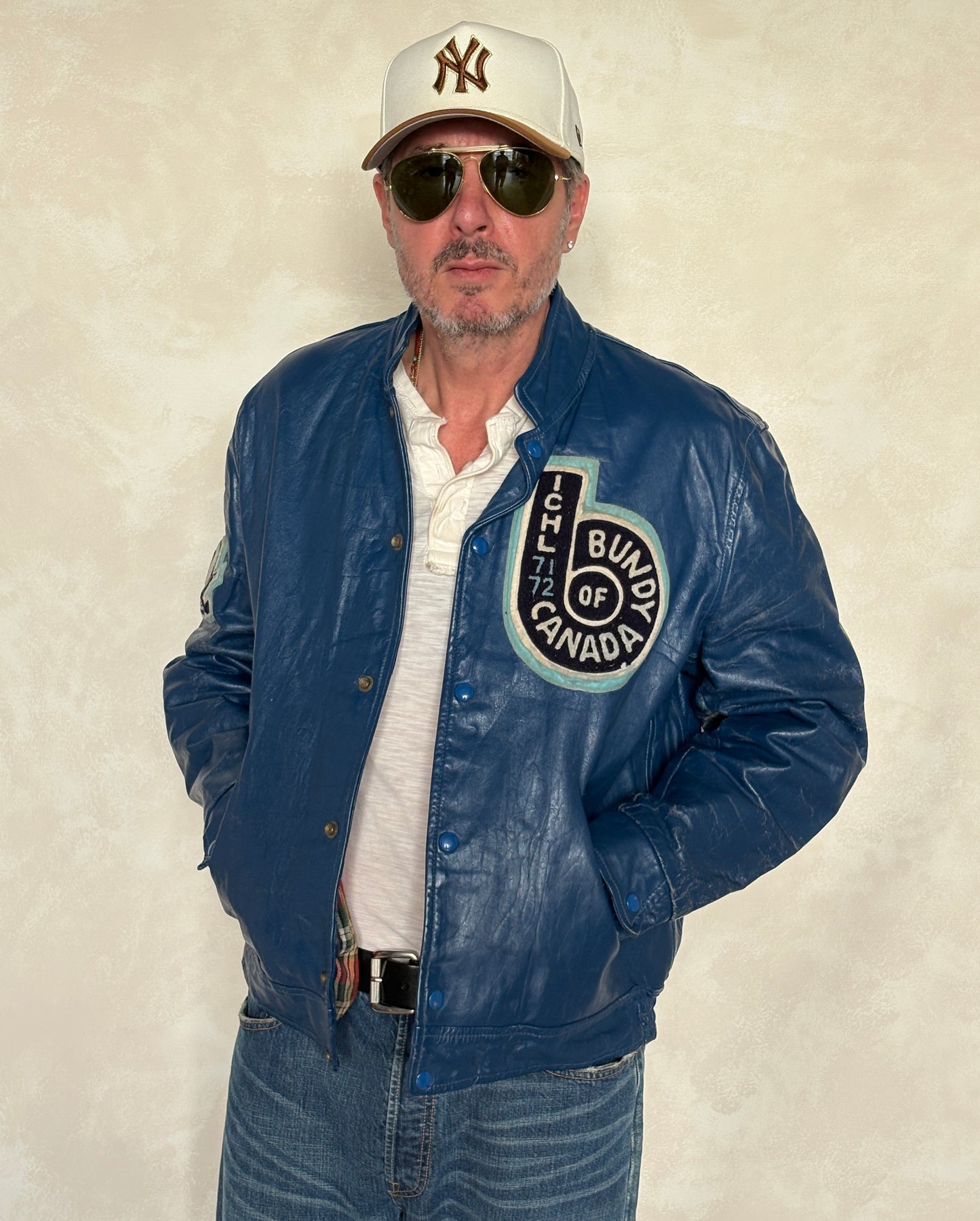 Size 44US / 54EU Vintage 1970s Bundy of Canada Hockey Jacket — ICHL 71-72 Varsity Leather Bomber — Rare Canadian Sports Collectible
