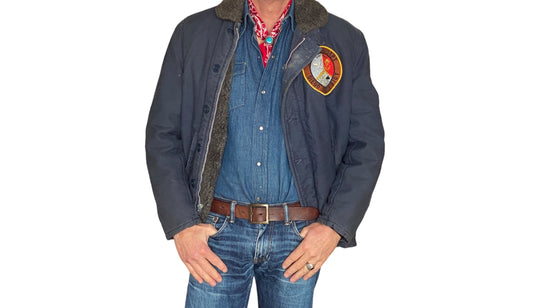 Size 46UE / 56EU . 70s Bleu civilian Deck jacket TYPE