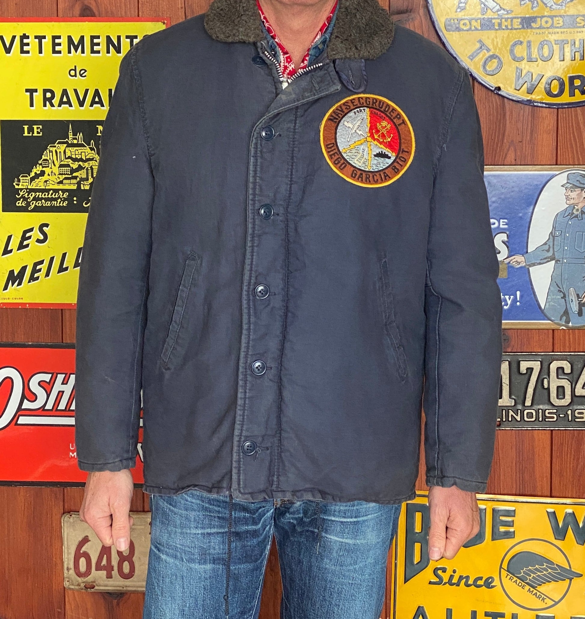 70s Blue Civilian Deck Jacket Type Size 46US / 56EU – Vintage Style