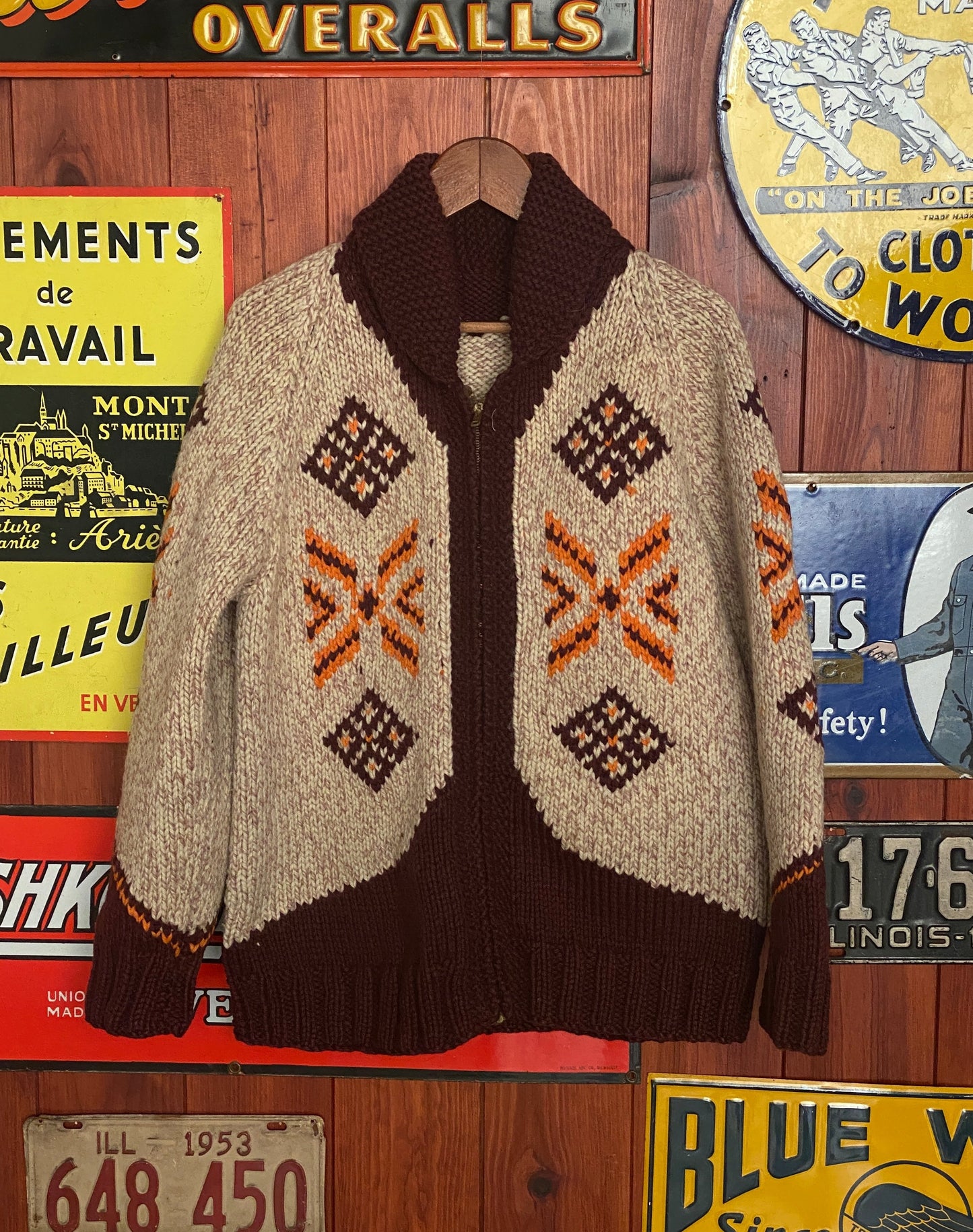 Vintage Hand Knit 100% Wool Cowichan hand made in Canada