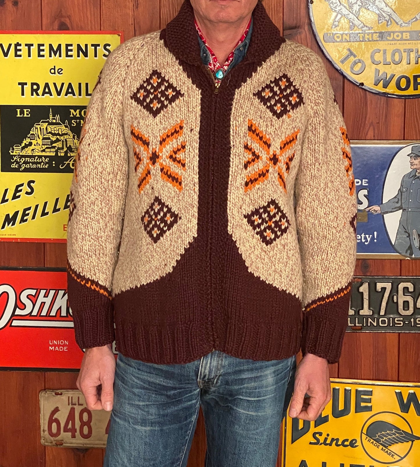 Vintage Hand Knit 100% Wool Cowichan hand made in Canada