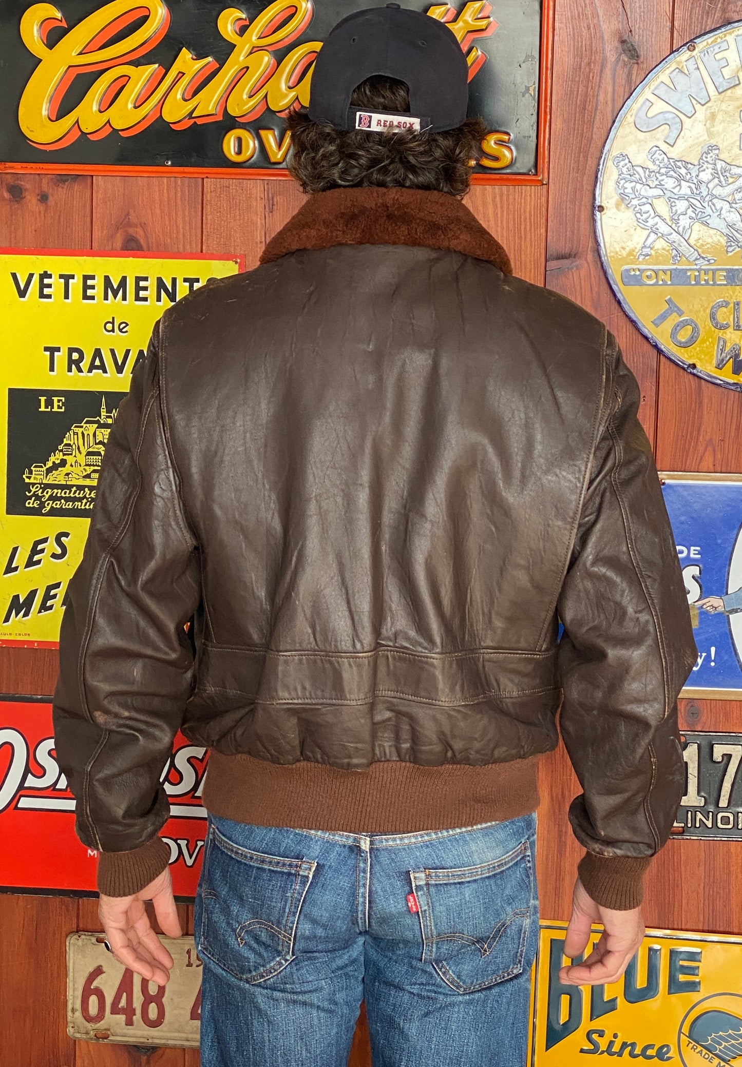 Vintage Leather Bomber Flight Jacket Aviator - Size 44US Reg (54EU) | Classic Style