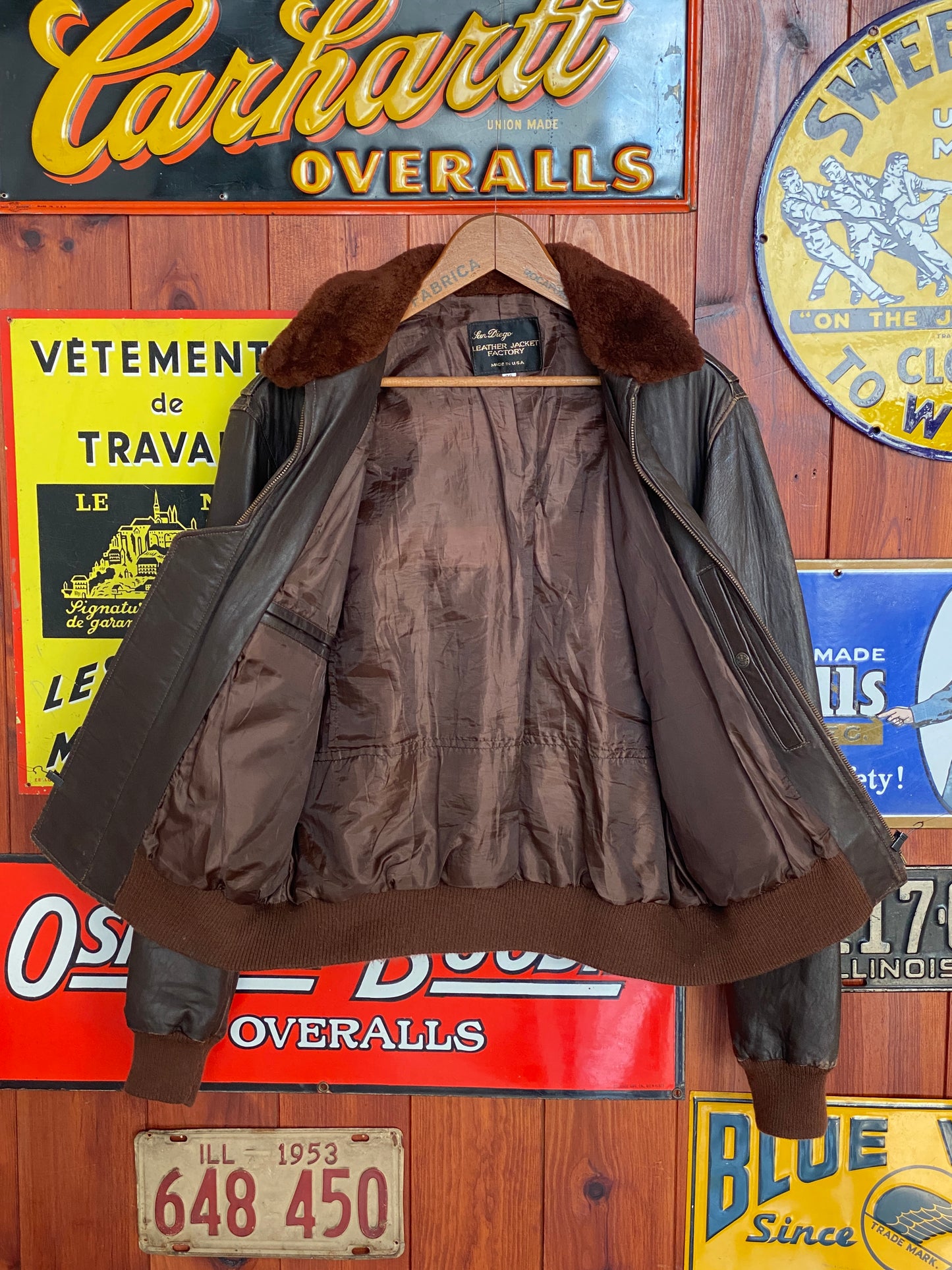 Vintage Leather Bomber Flight Jacket Aviator - Size 44US Reg (54EU) | Classic Style