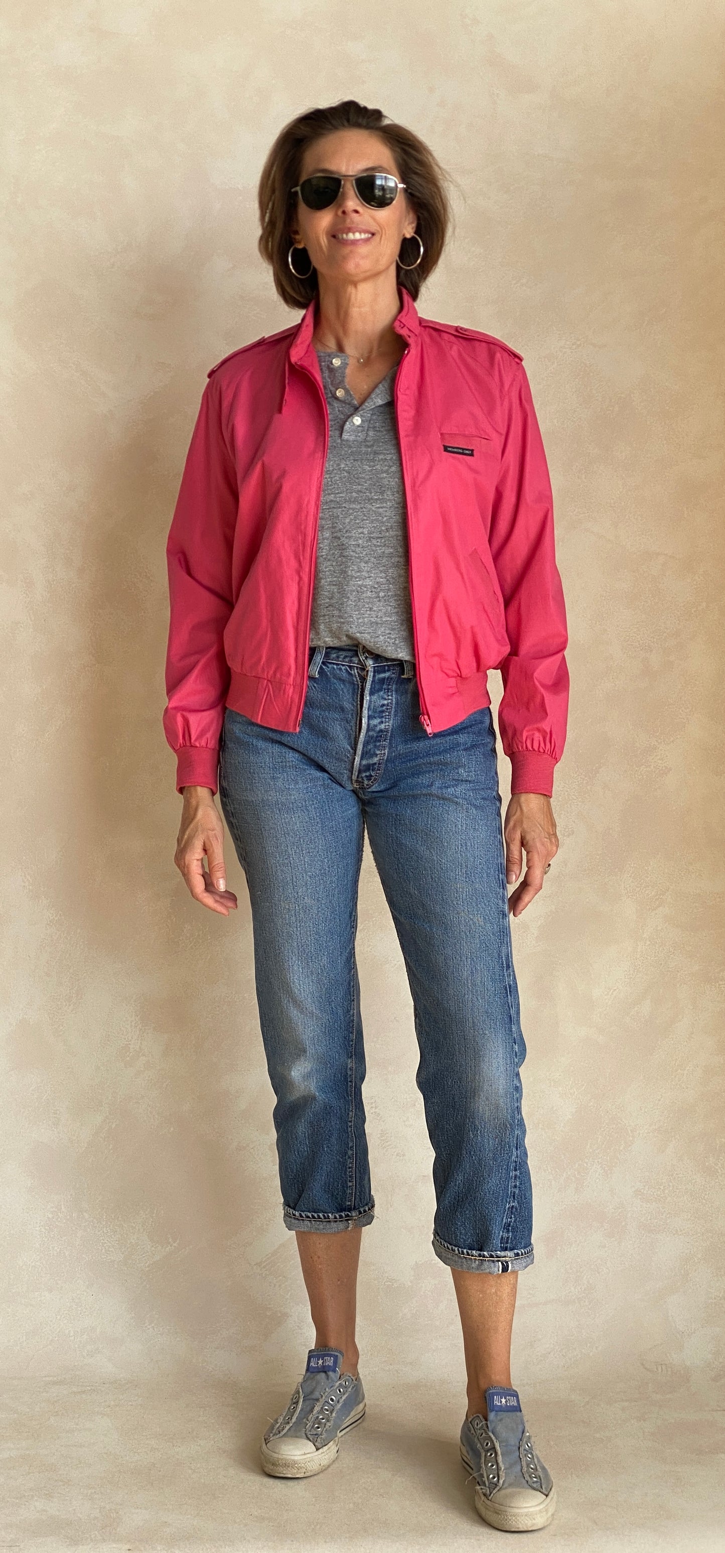 Vintage 80s Members Only Style Cotton Jacket by Peter England | Size Medium