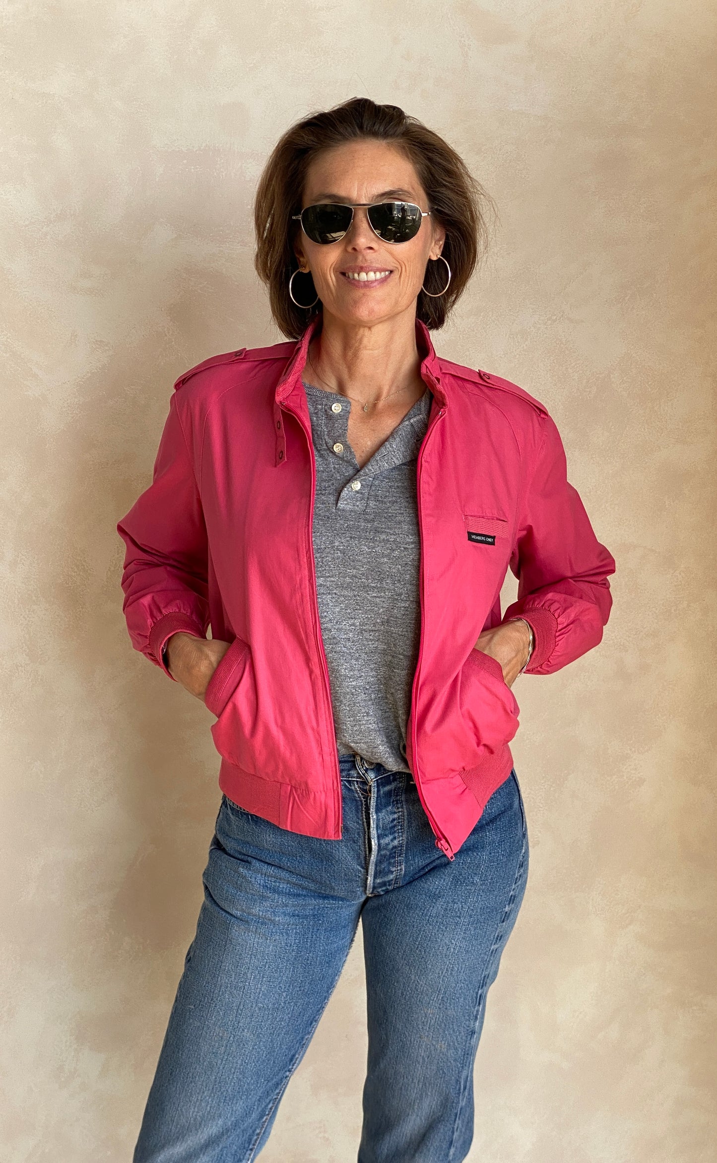 Vintage 80s Members Only Style Cotton Jacket by Peter England | Size Medium