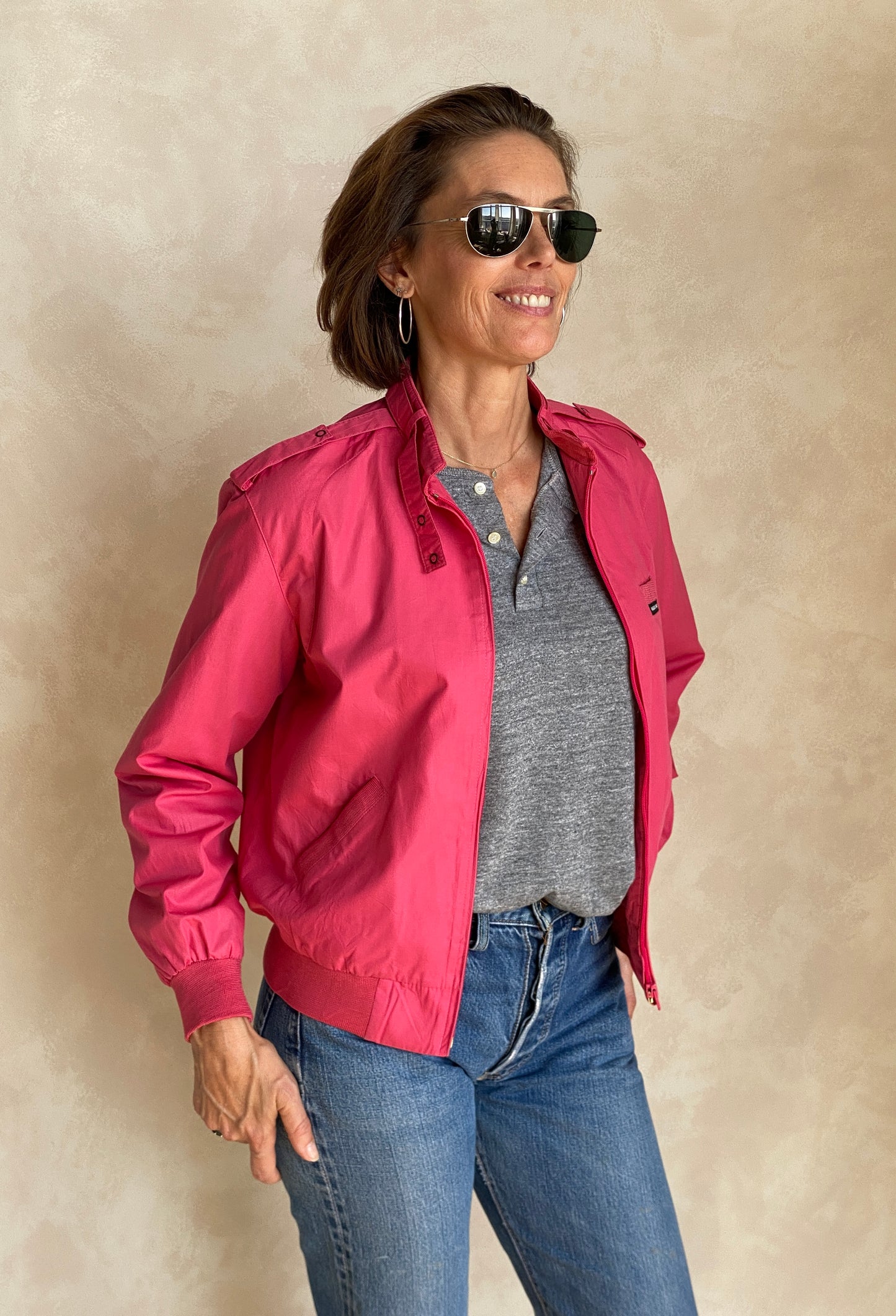 Vintage 80s Members Only Style Cotton Jacket by Peter England | Size Medium