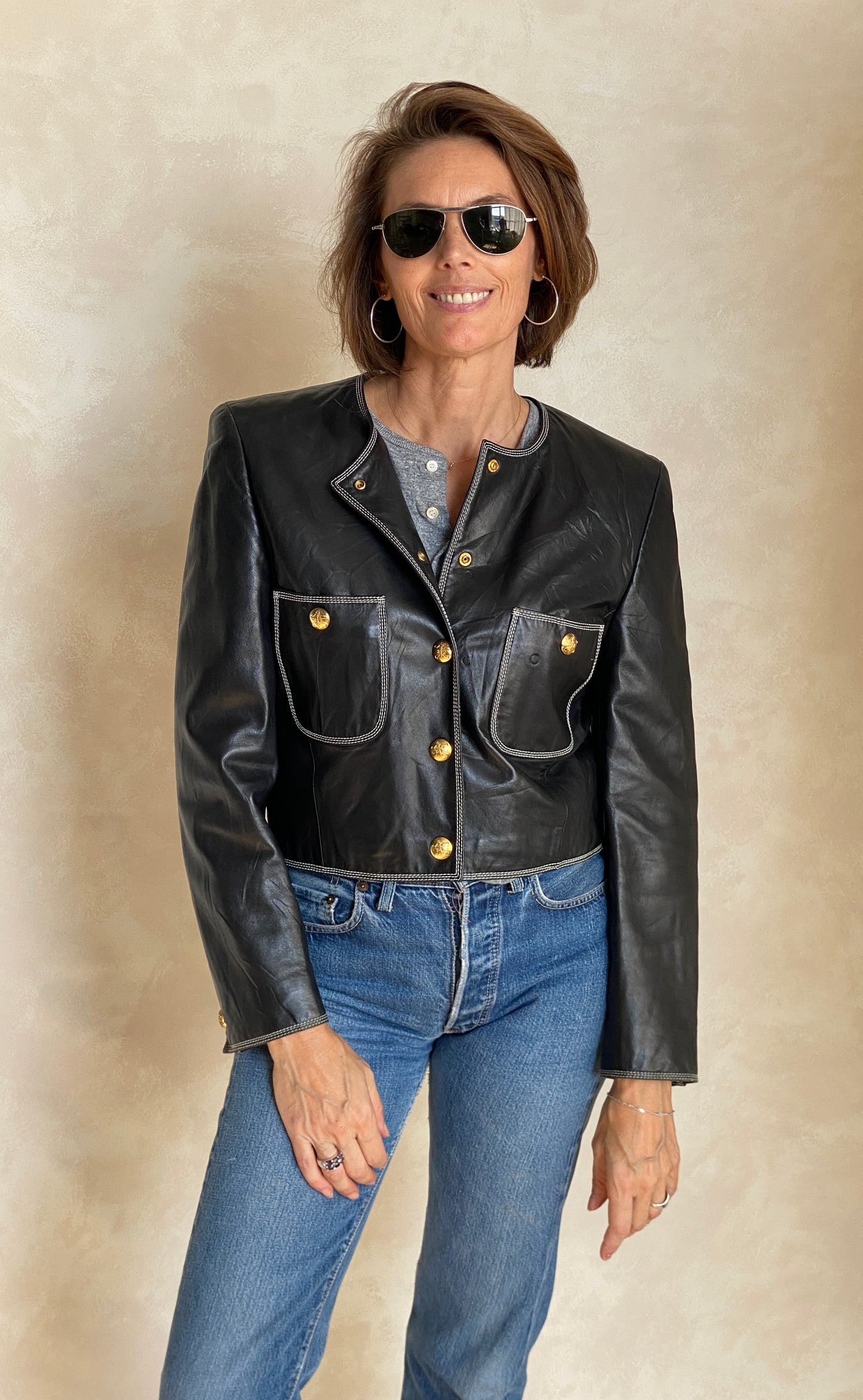 Size 38US vintage Escada Leather jacket