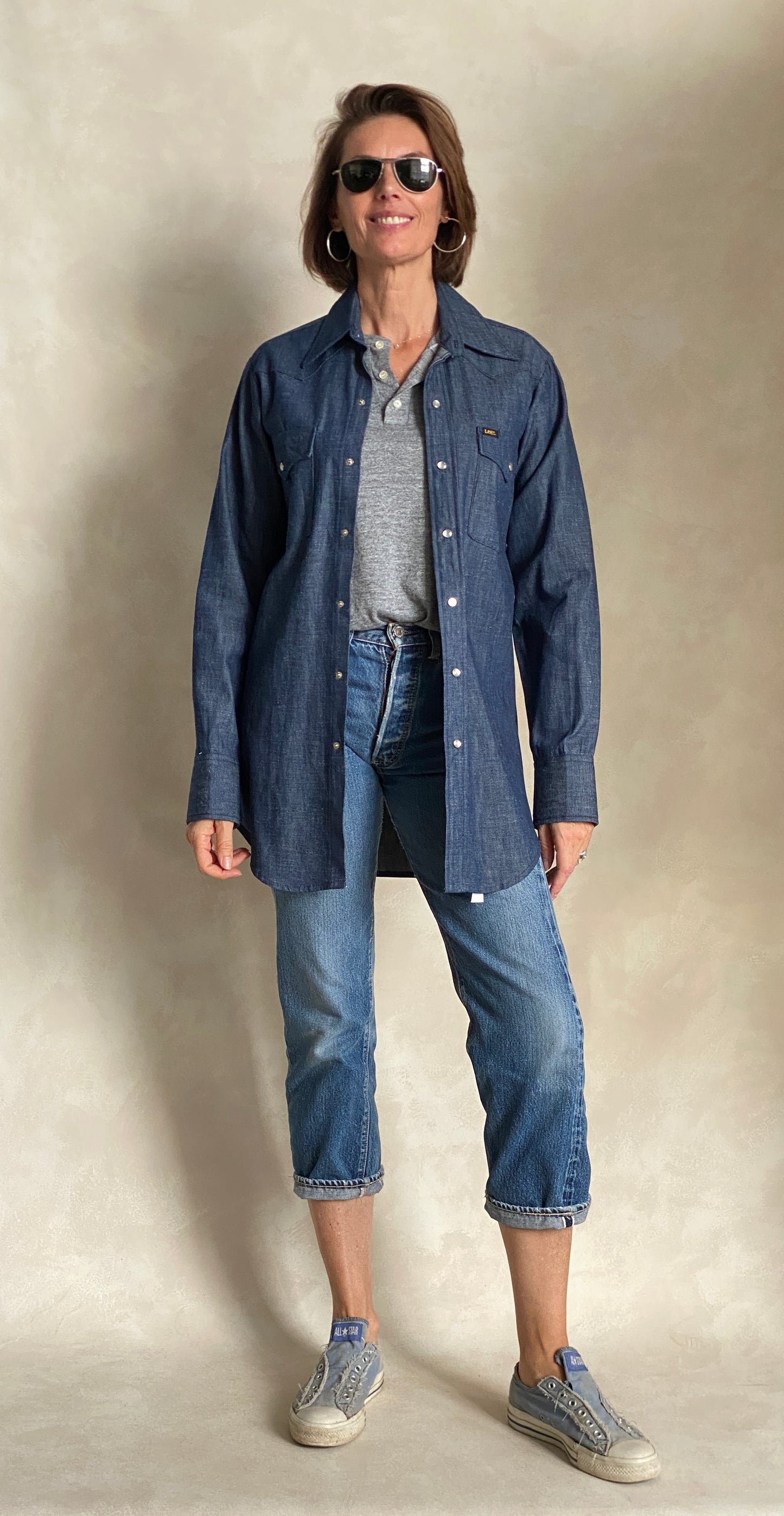 Size Small . NOS Vintage Lee denim shirt Made in USA