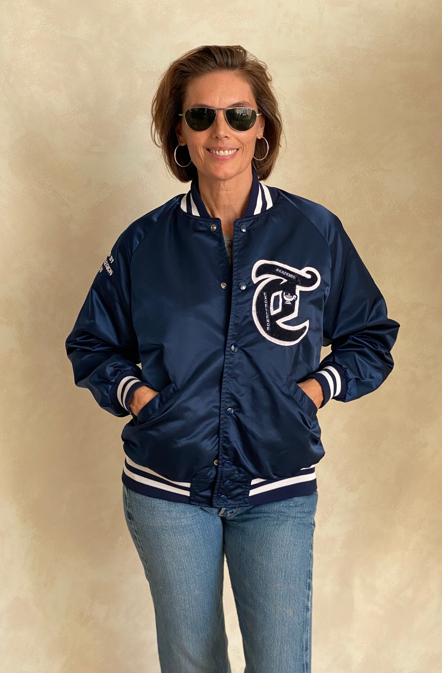 Size Med . Vintage nylon baseball jacket. American Legion. Made in USA