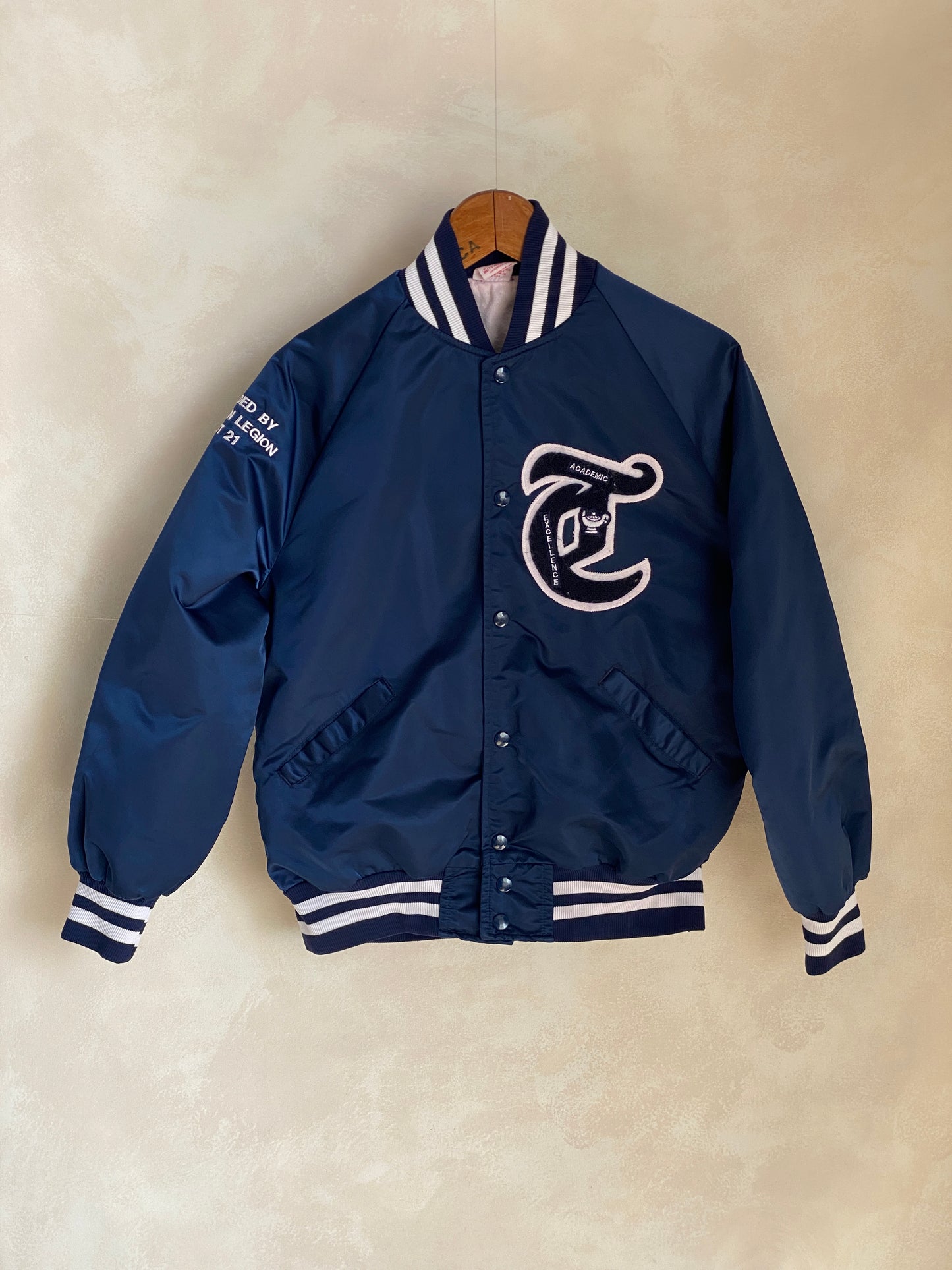 Size Med . Vintage nylon baseball jacket. American Legion. Made in USA