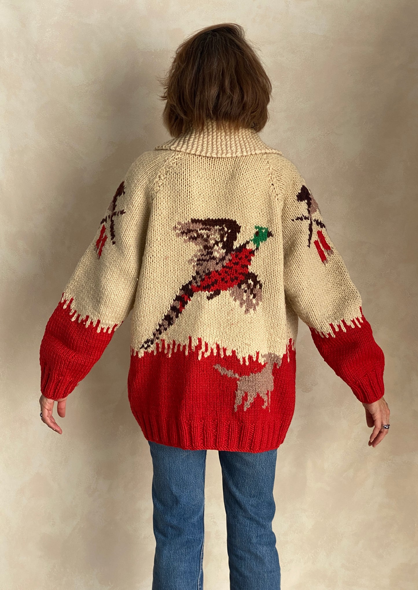 Vintage Hand Knitted 100% Wool Cowichan sweater made in Canada