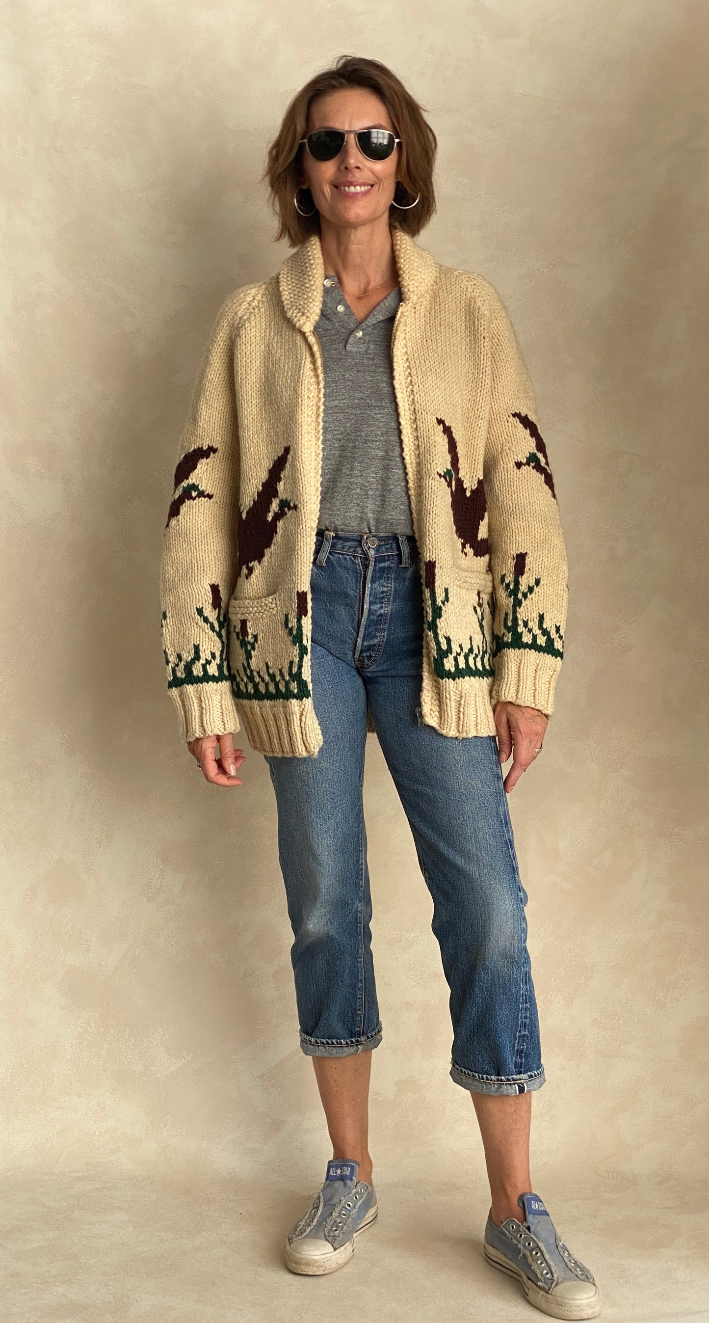 Vintage Hand Knit 100% Wool Cowichan hand made in Canada