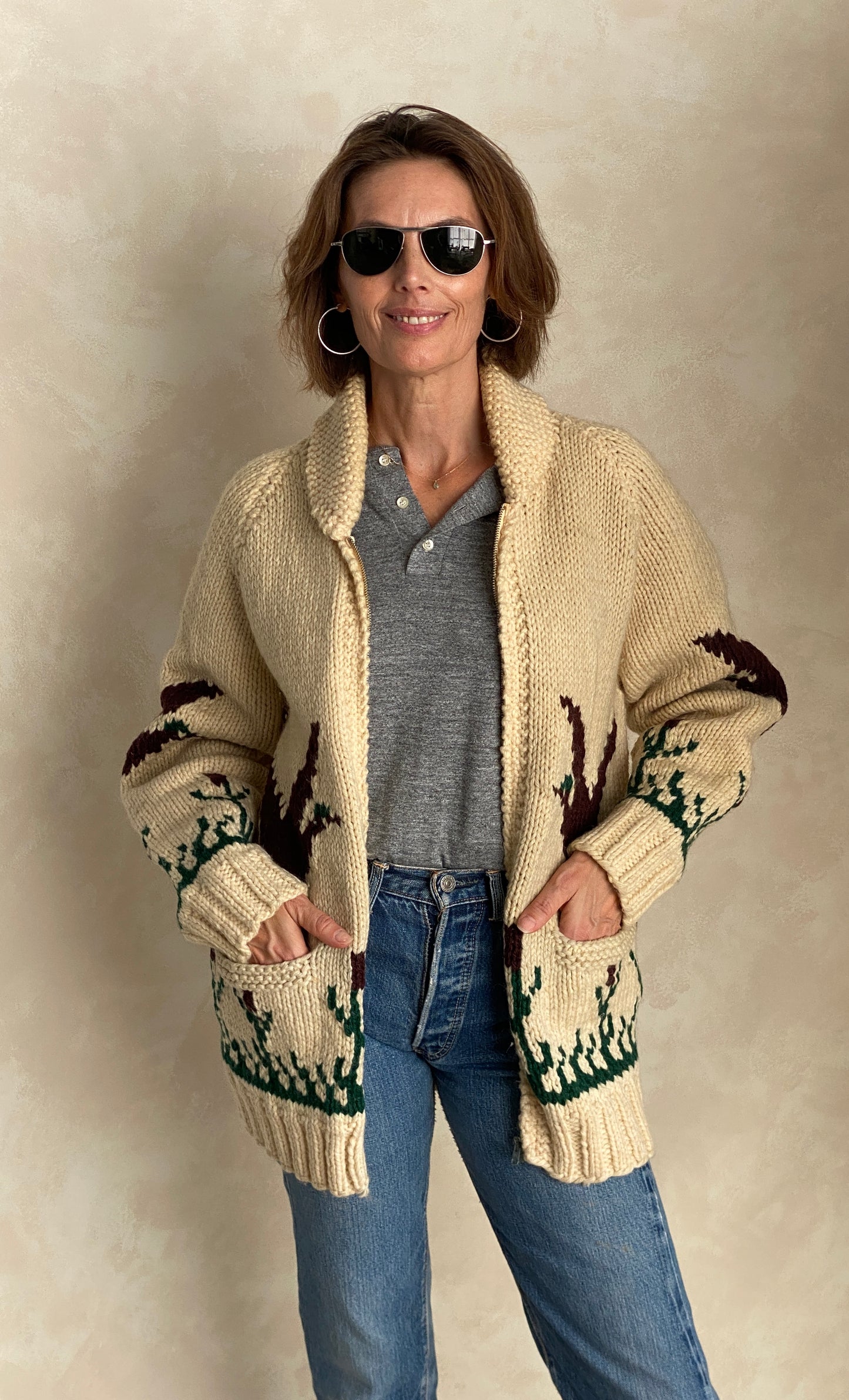 Vintage Hand Knit 100% Wool Cowichan hand made in Canada