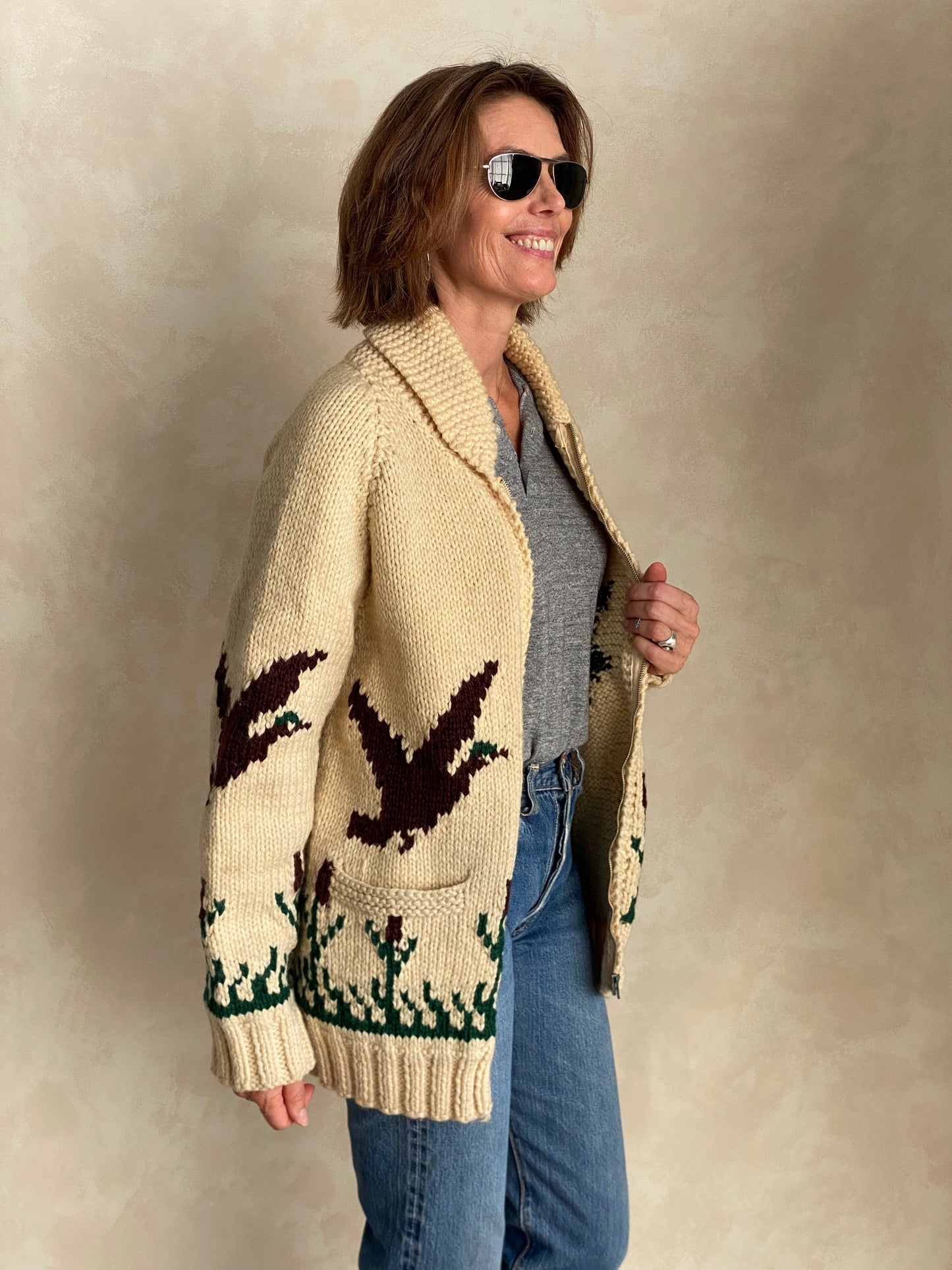 Vintage Hand Knit 100% Wool Cowichan hand made in Canada