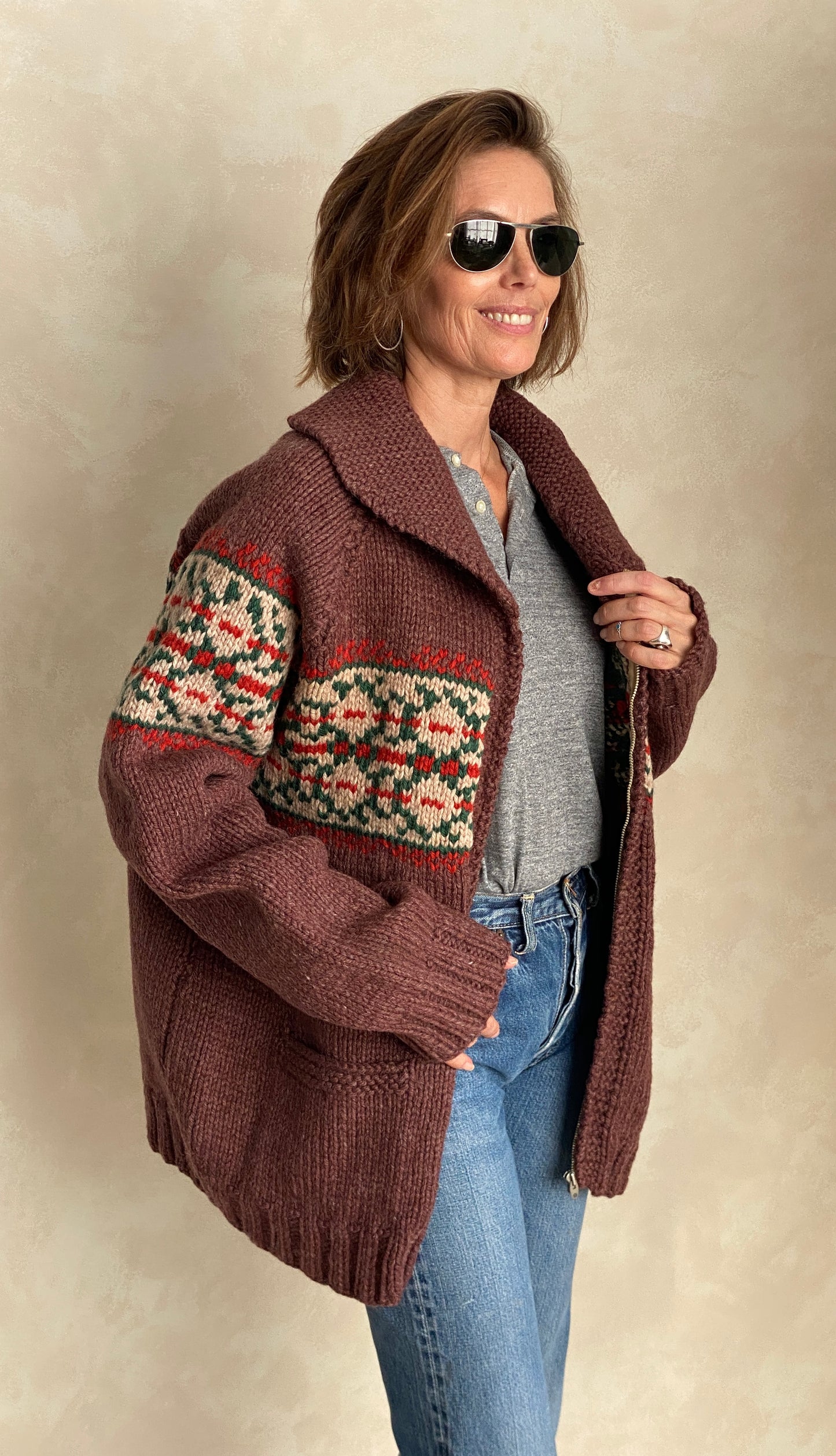 Vintage Hand Knit 100% Wool Cowichan hand made in Canada