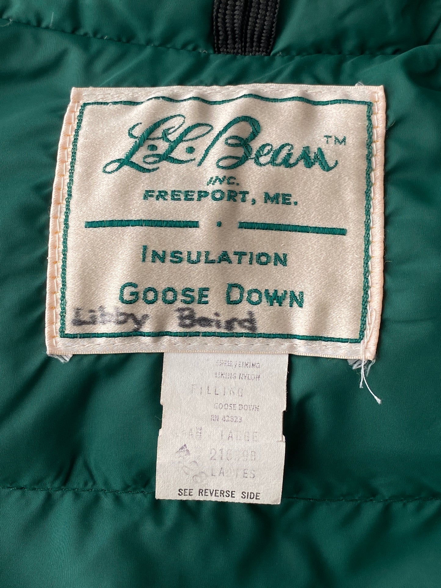 Size ladies large. Vintage L.L Bean Goose Down vest