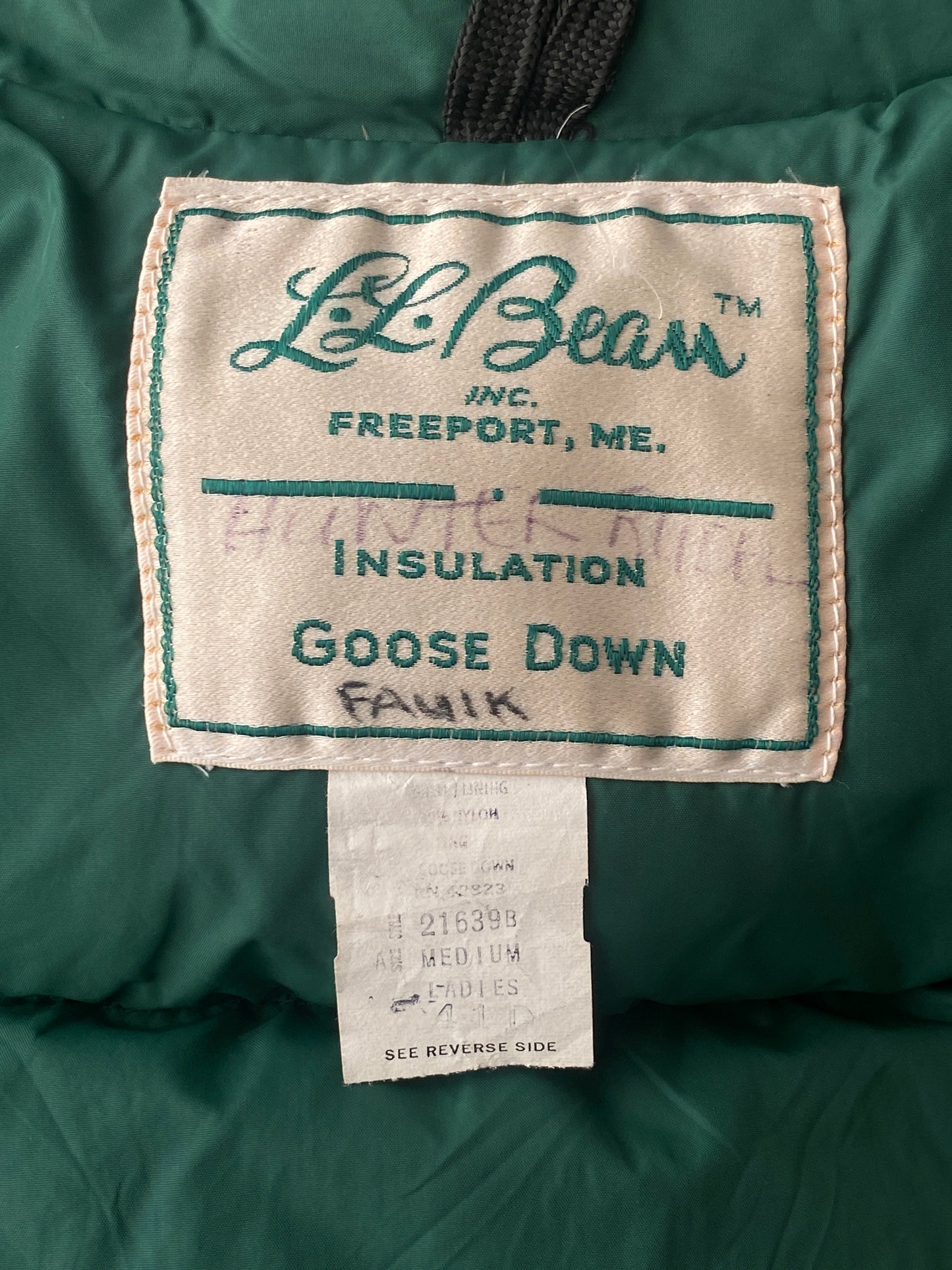 Size Med Ladies. Vintage L.Lbean down vest