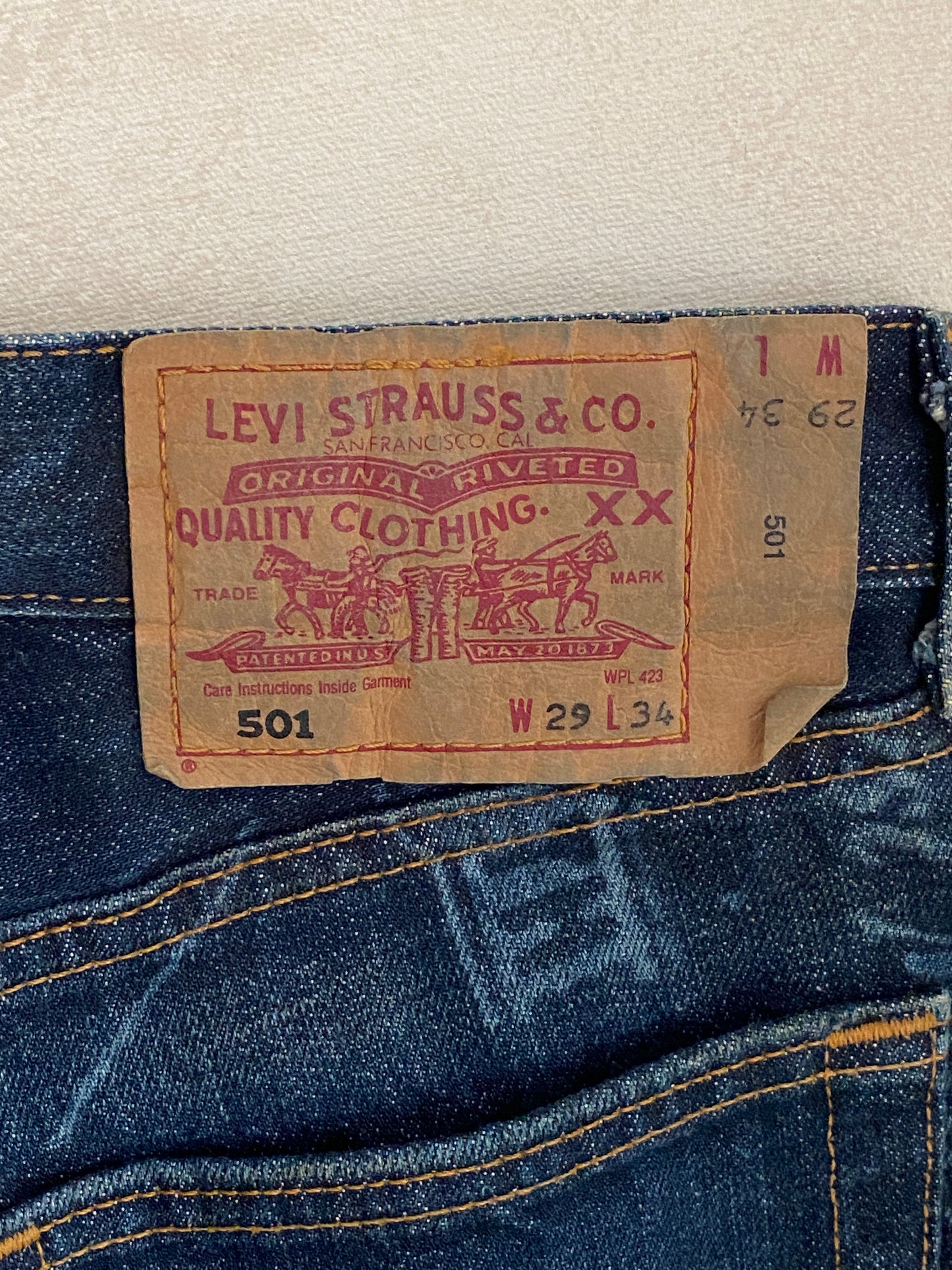 29X34 Printed Vintage denim Levi’s 501 vintage Made in Spain