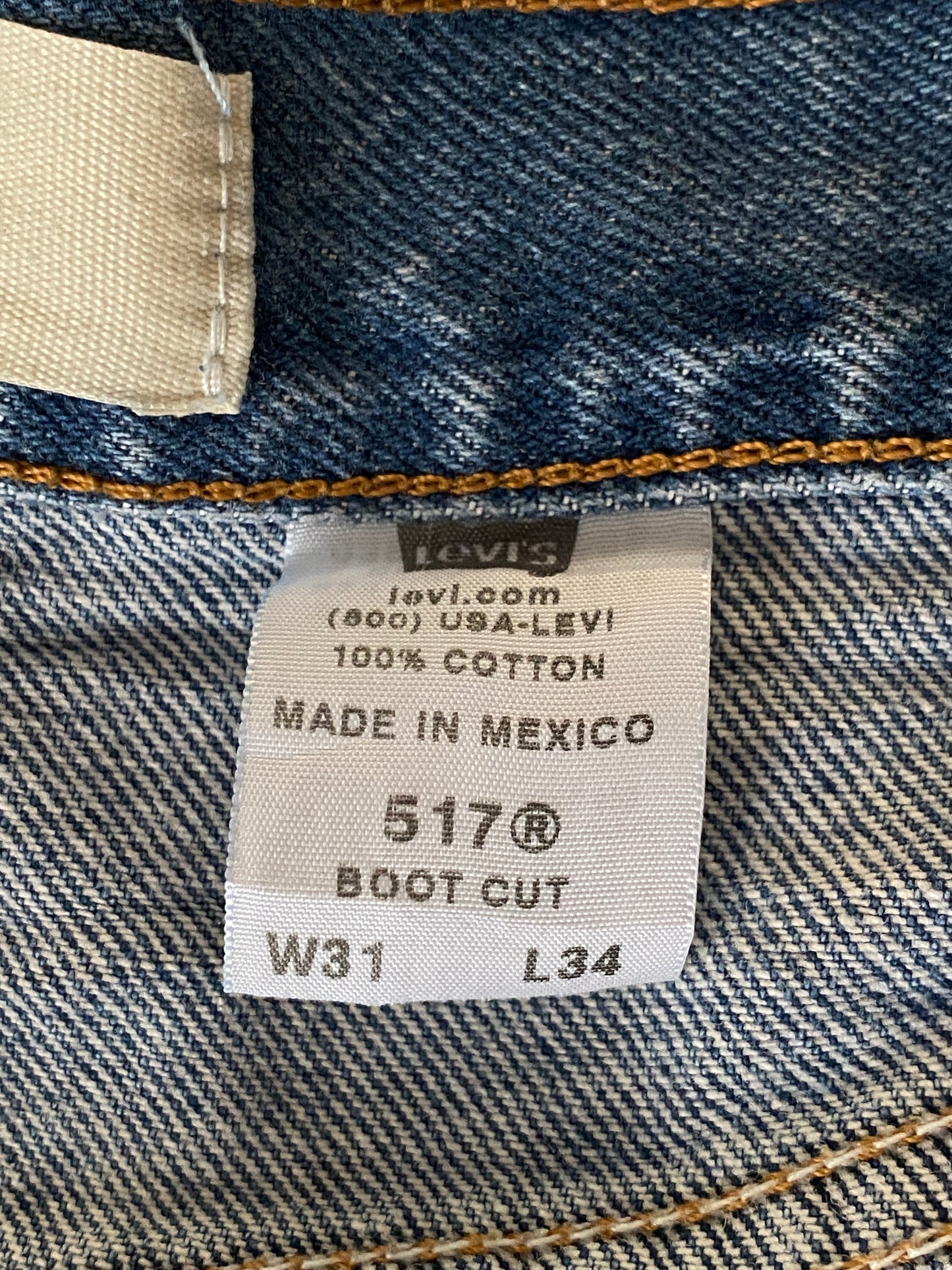 31X34 Vintage denim 517 Levi’s Boot cut Made in Mexico