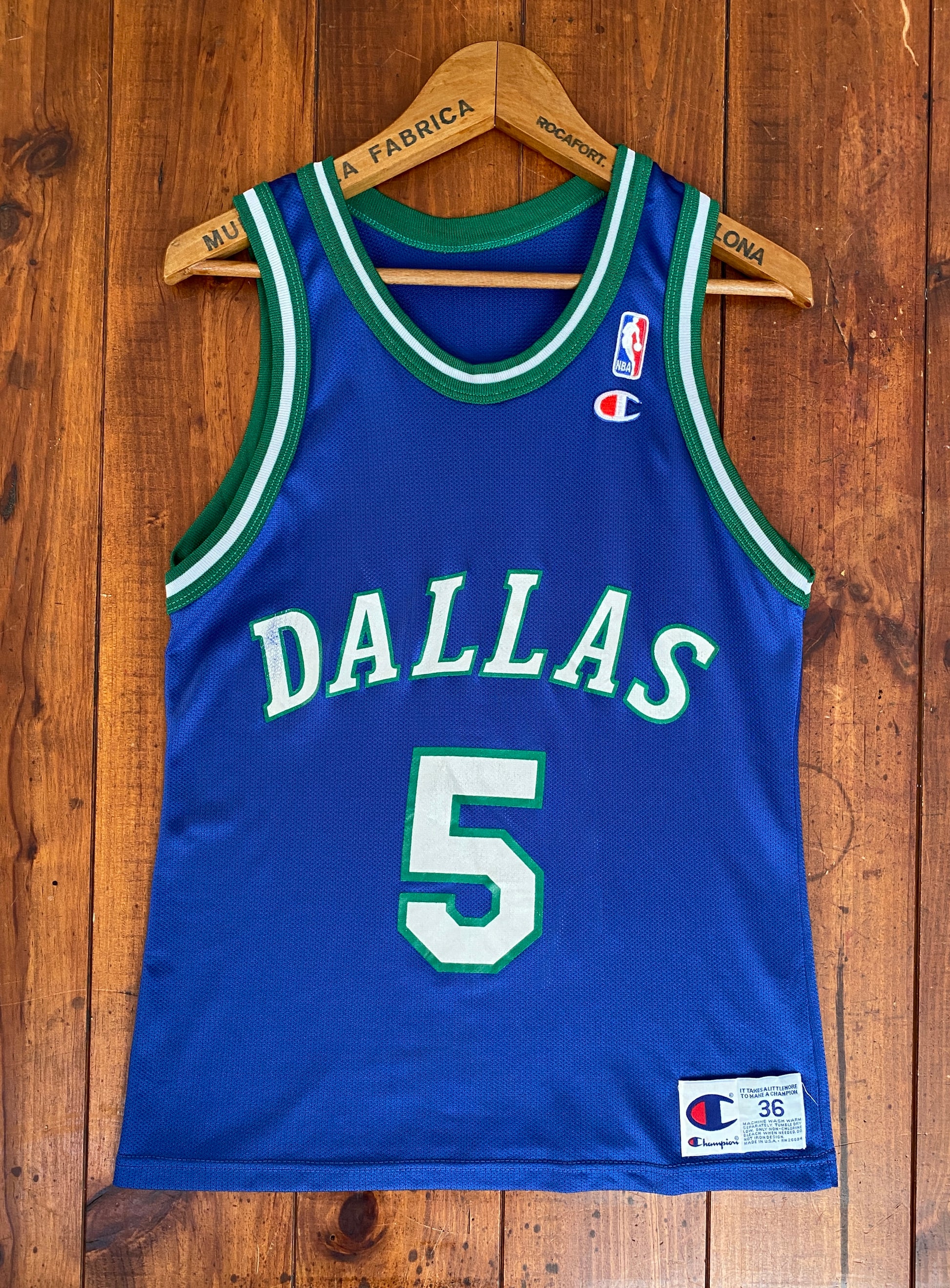 VTG 90s NBA Dallas #5 Kidd Jersey - Size 36, Made in USA by Champion