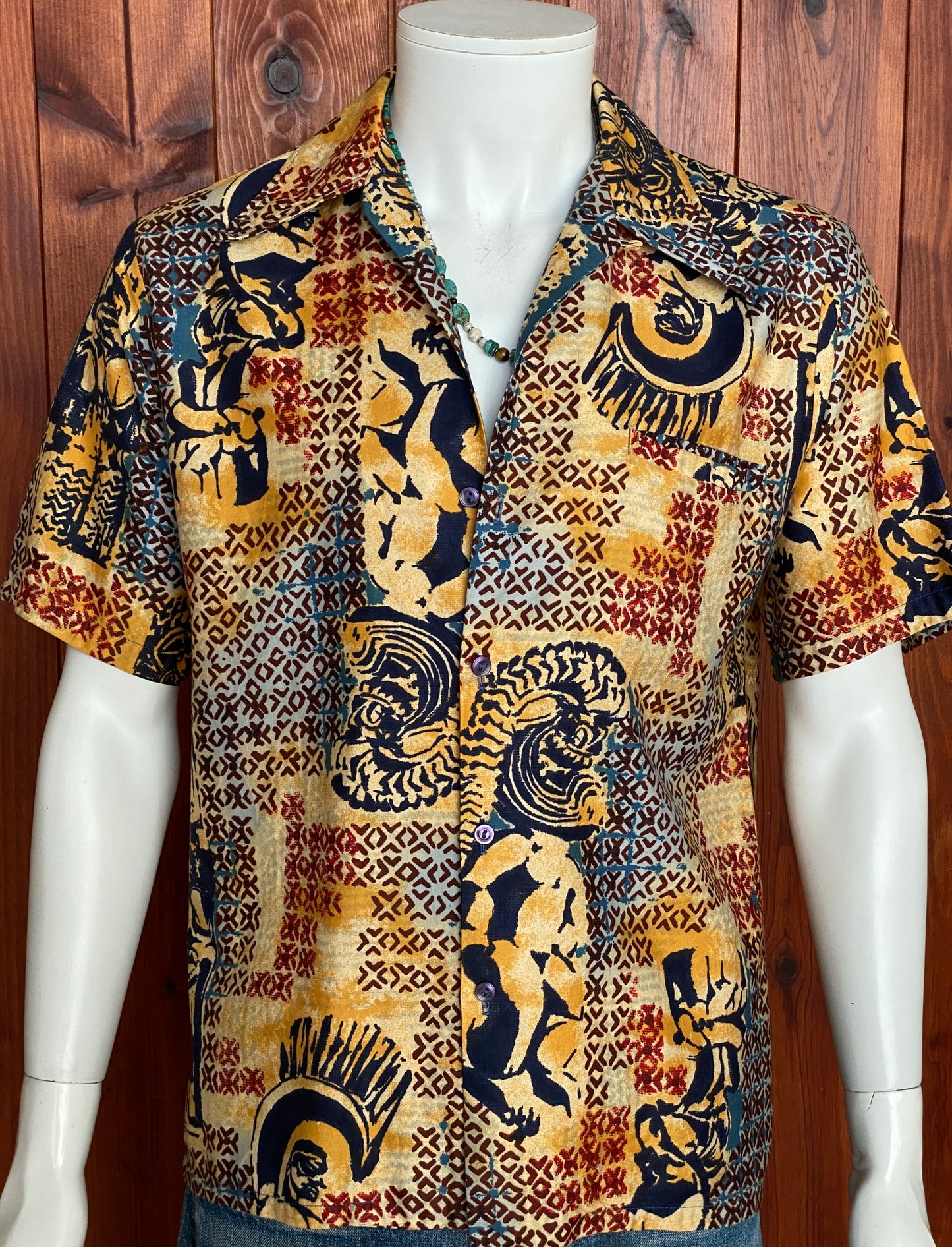 Med. Vintage 70s Hawaiian satin cotton shirt