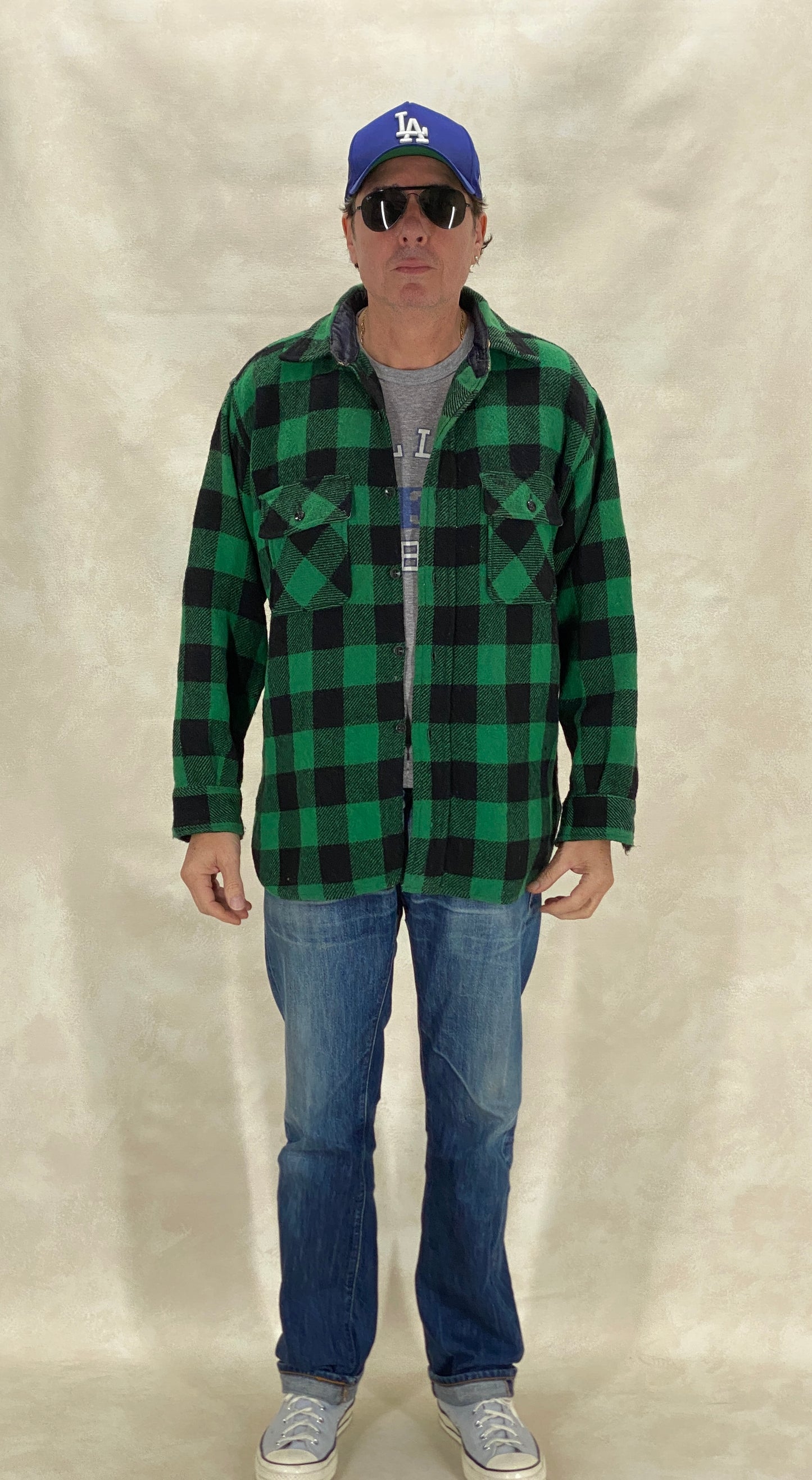 Size Large, 60s Pilgrim Heavy plaid shirt Made in USA Buffalo plaid