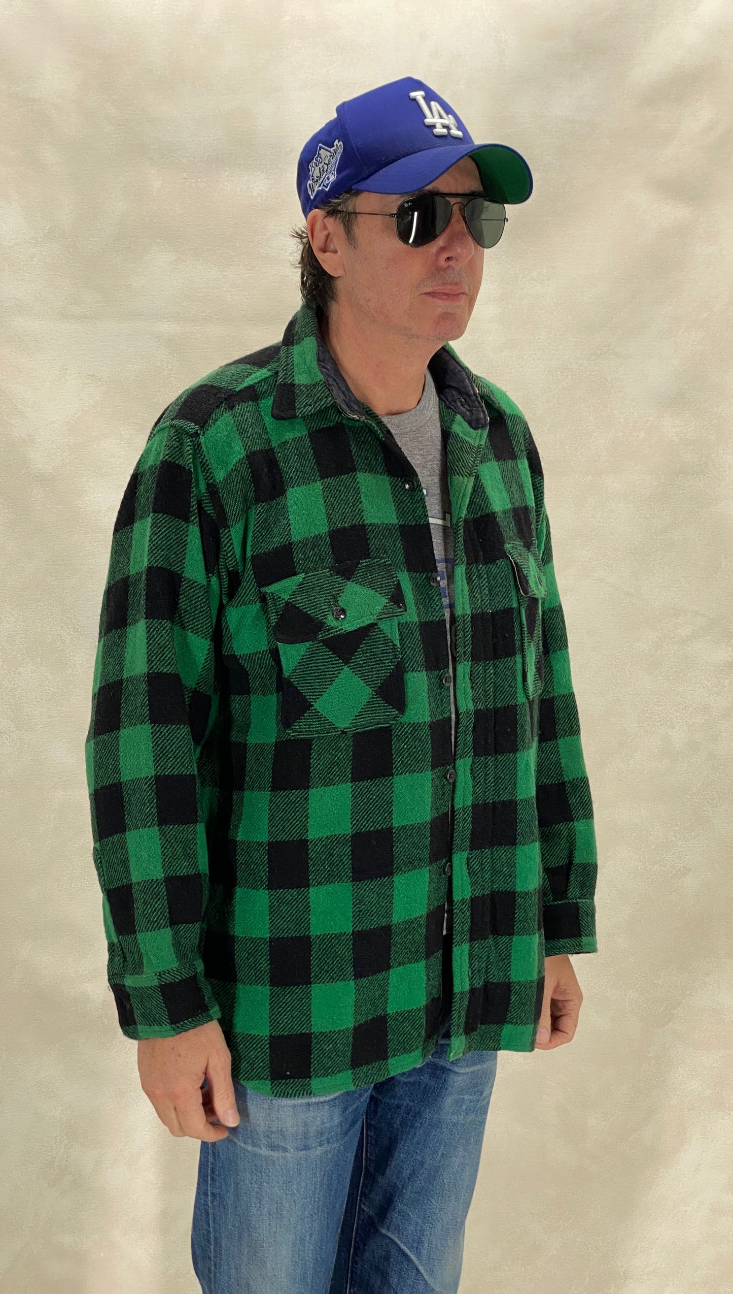 Size Large, 60s Pilgrim Heavy plaid shirt Made in USA Buffalo plaid