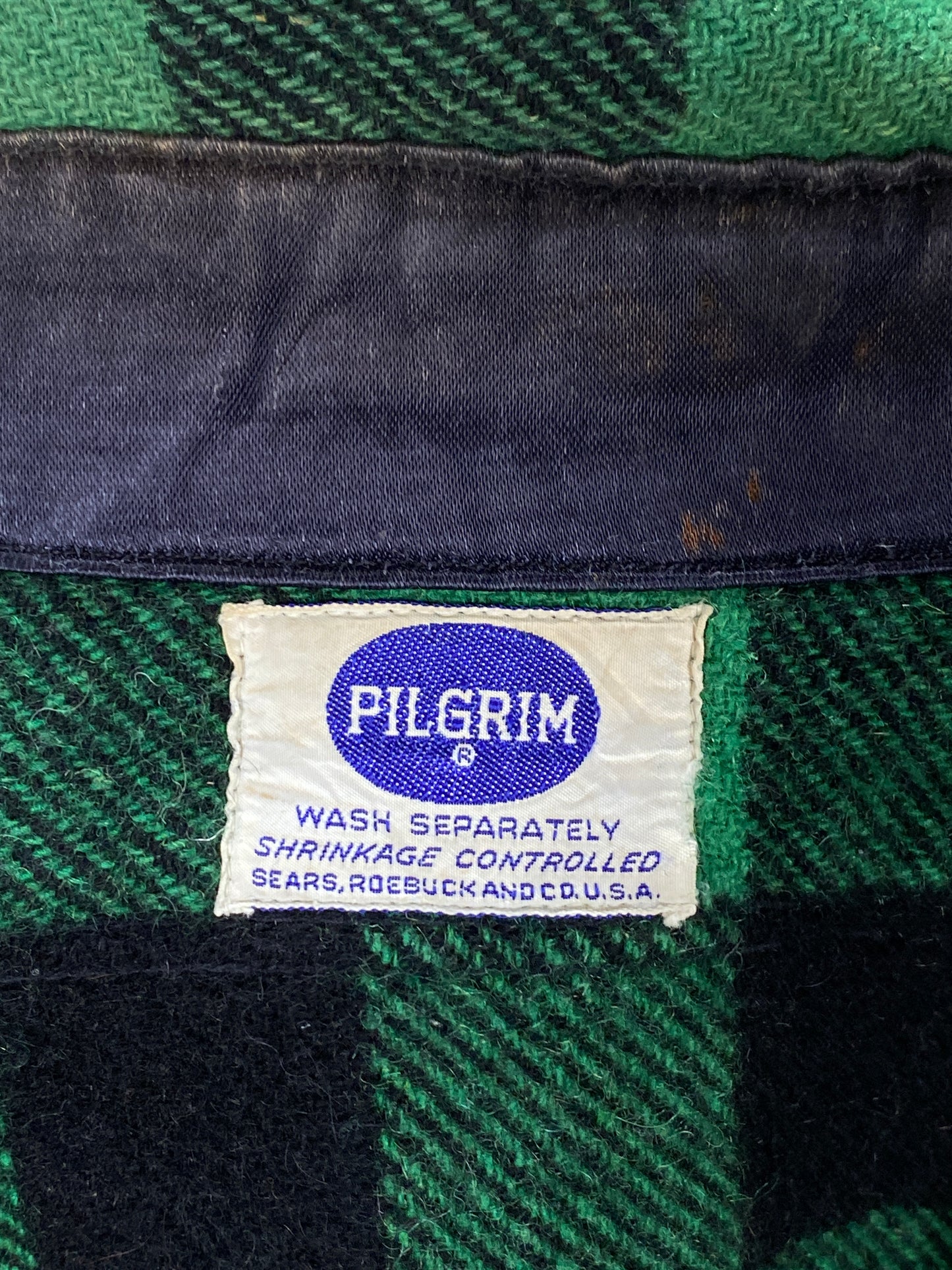 Size Large, 60s Pilgrim Heavy plaid shirt Made in USA Buffalo plaid