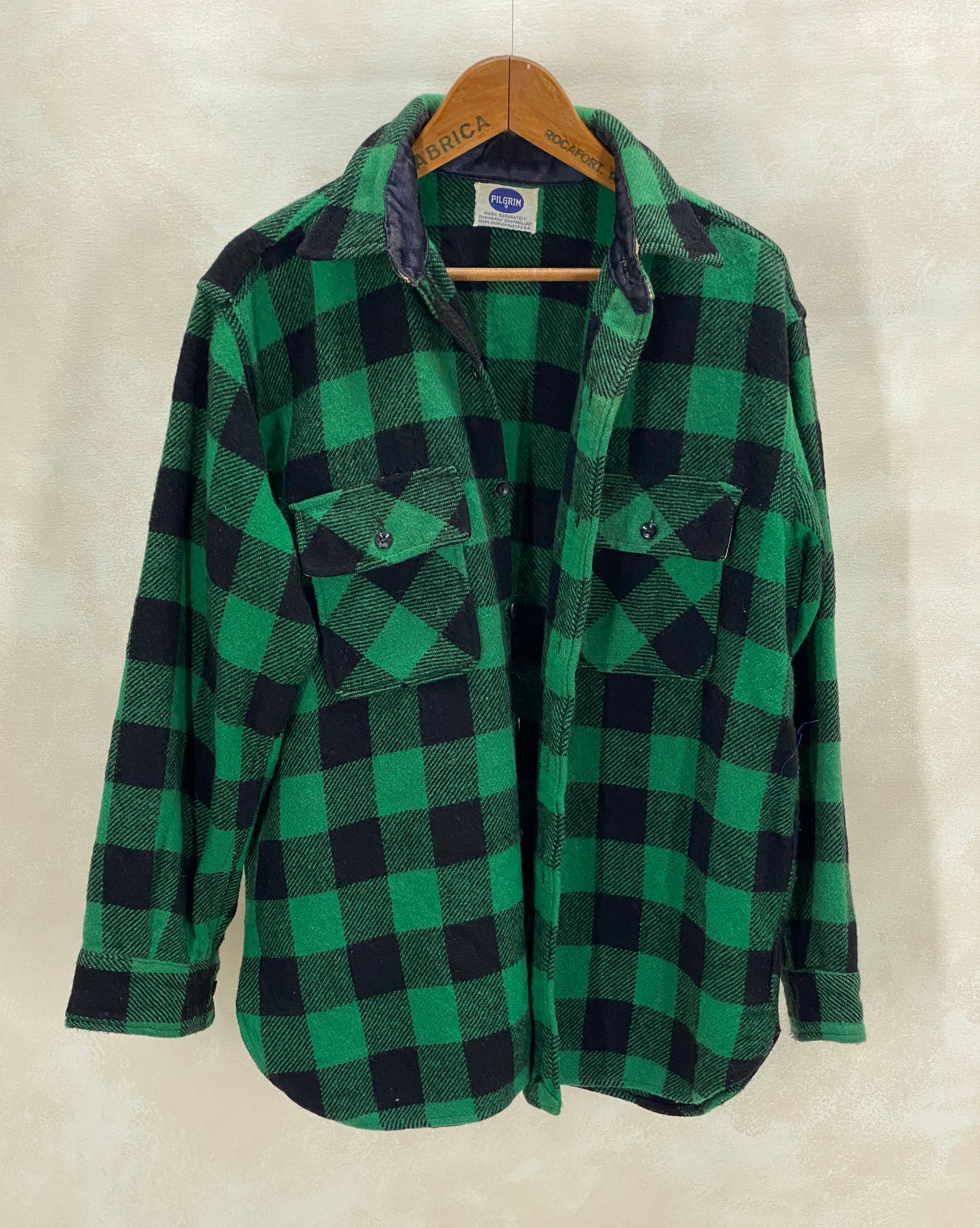 Size Large, 60s Pilgrim Heavy plaid shirt Made in USA Buffalo plaid