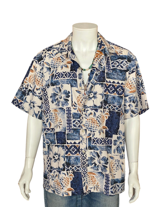 XL. Vintage 80s Hawaiian cotton shirt Made In Hawaii