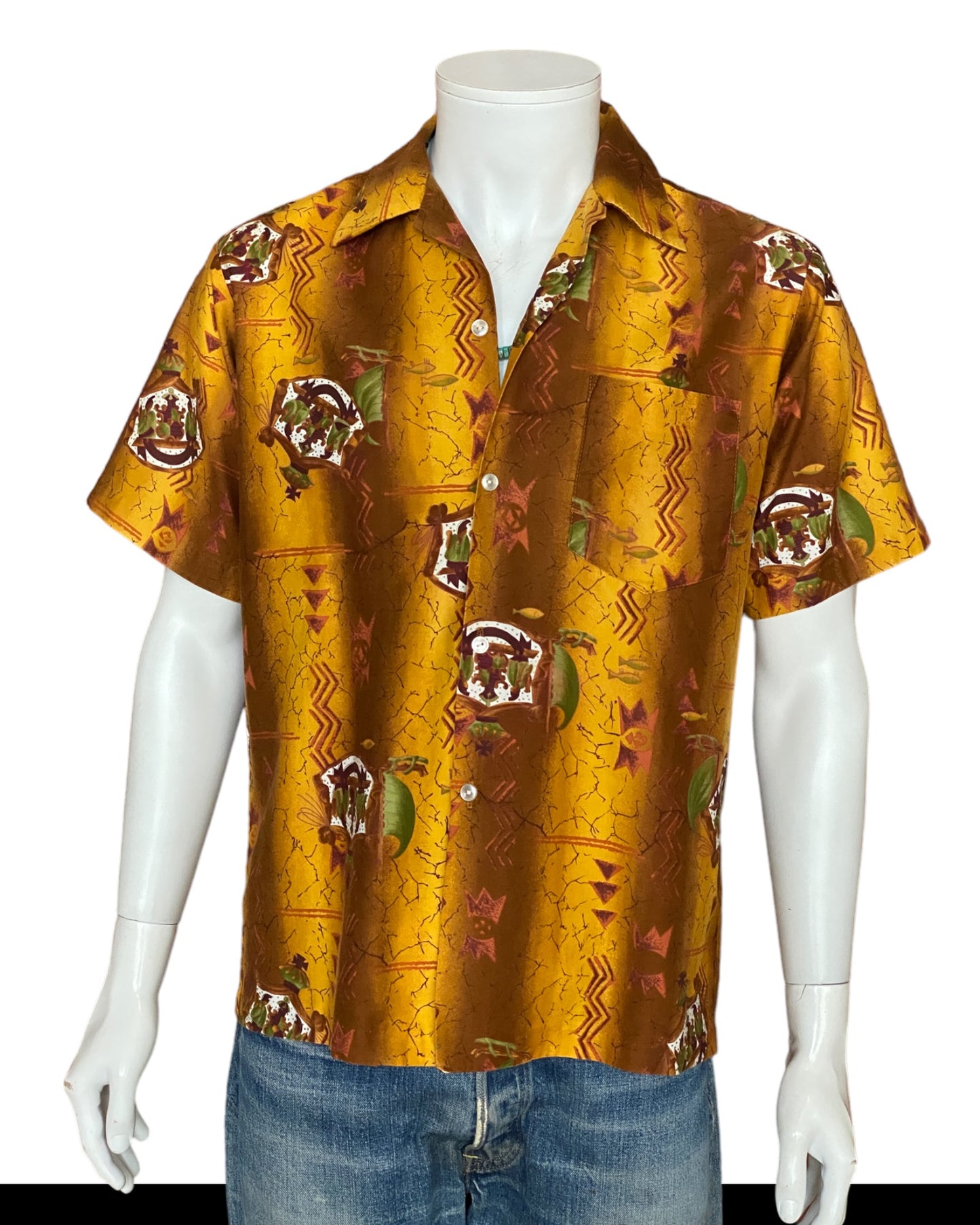 Medium Size Vintage 90s Hawaiian Satin Cotton Shirt - Retro Tropical Collectible