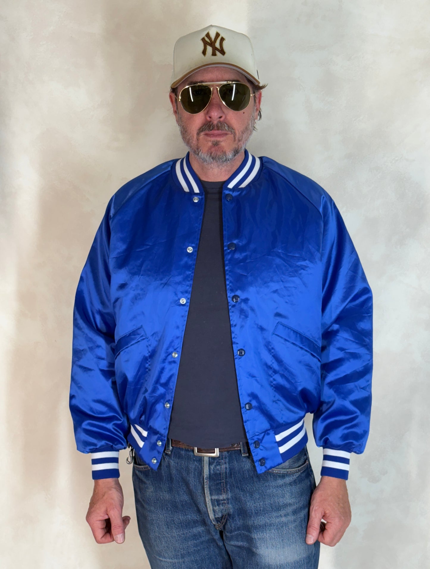 Size Med. Vintage 80s Bluejays booster club Satin Jacket made by King Louie In the USA