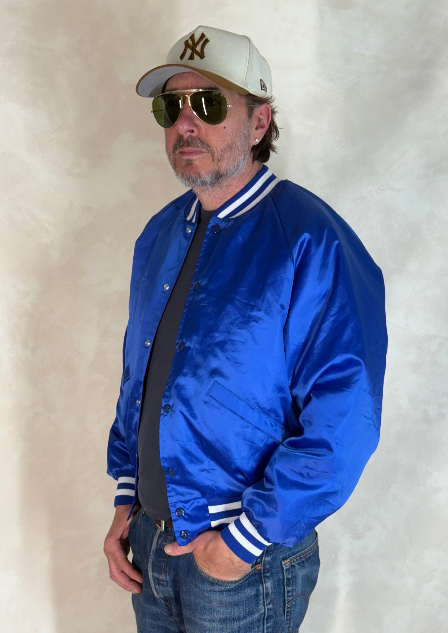 Size Med. Vintage 80s Bluejays booster club Satin Jacket made by King Louie In the USA