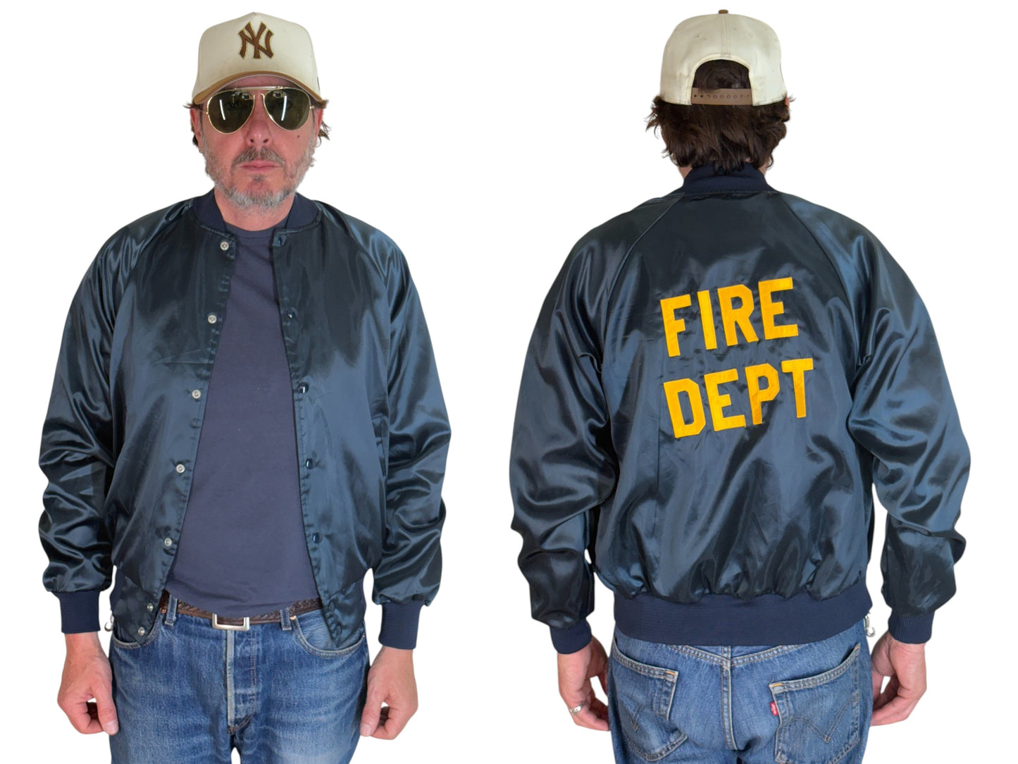 Size Small. Vintage Satin 80s Fire Dept satin Jacket Made In USA