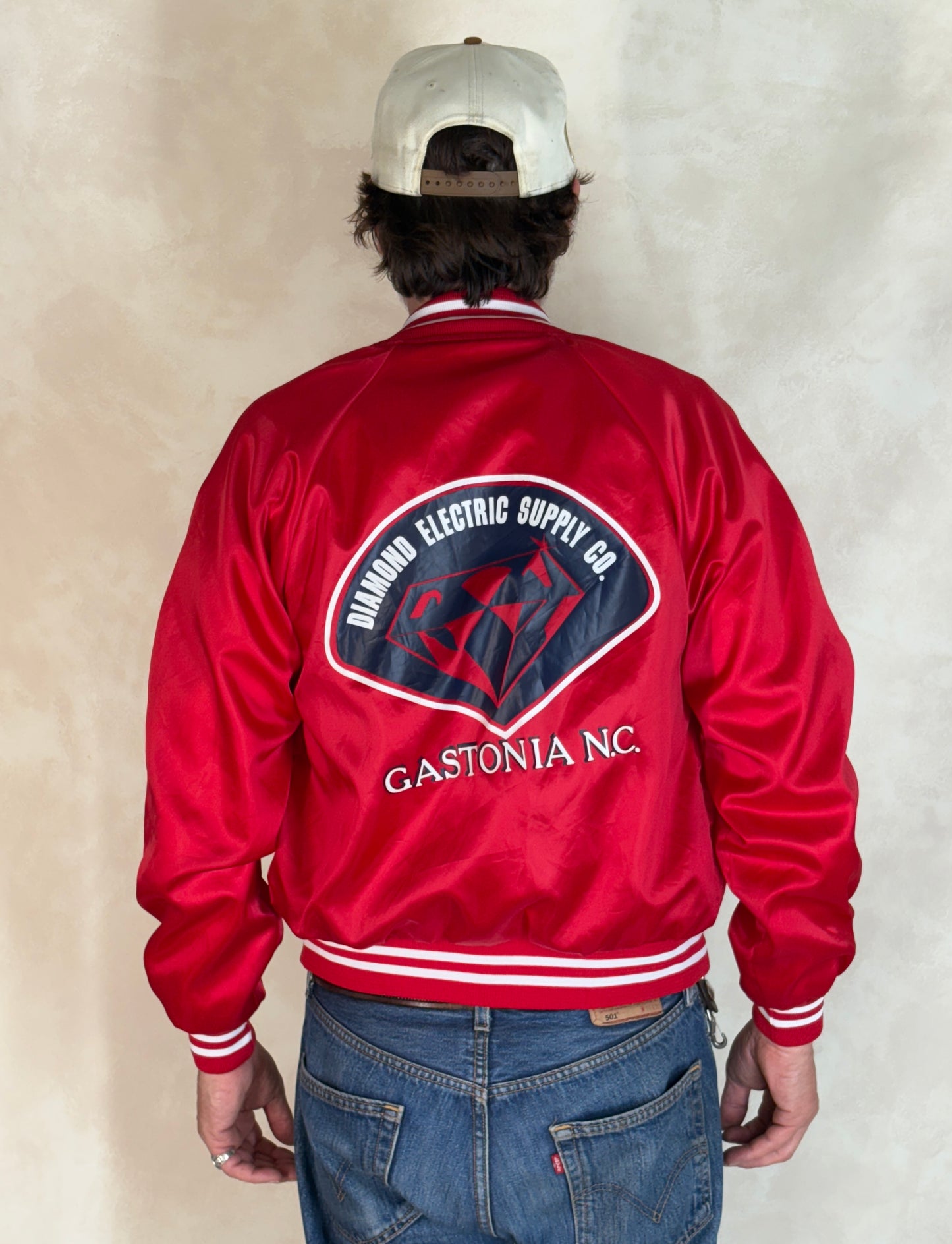 Size Small. Vintage 80s Red Satin Jacket Made In USA