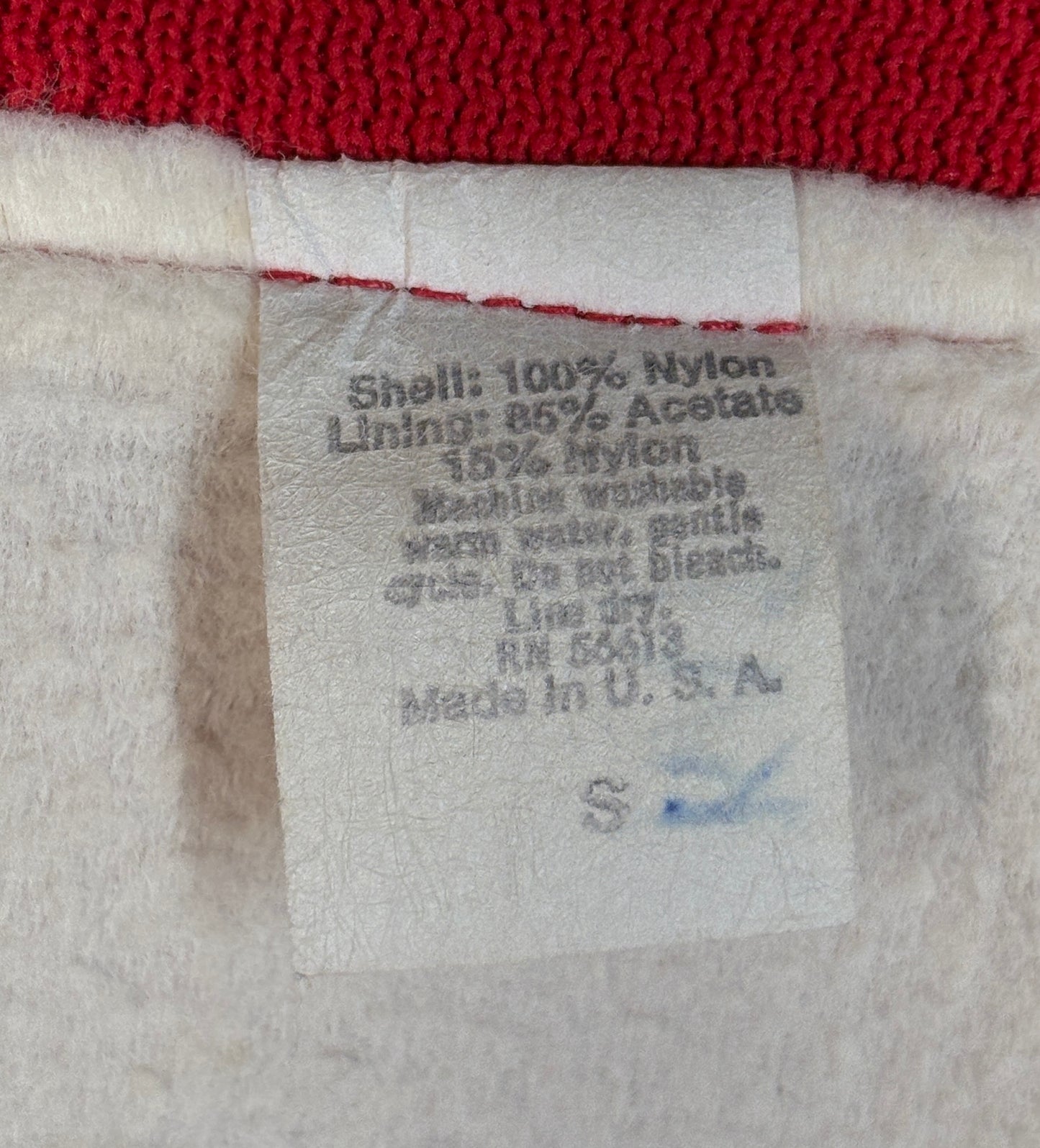 Size Small. Vintage 80s Red Satin Jacket Made In USA