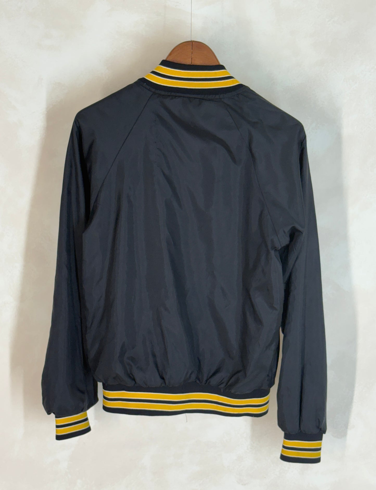 Size Small. Vintage black Satin Jacket Made In USA