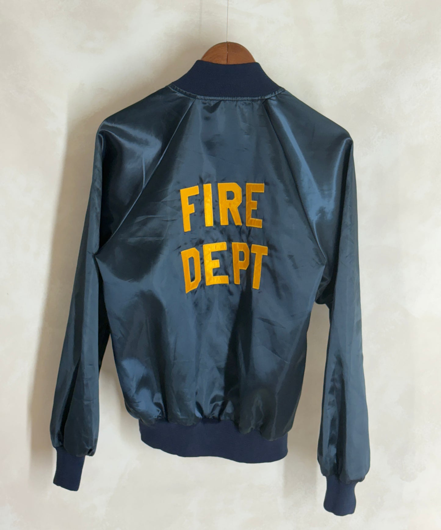 Size Small. Vintage Satin 80s Fire Dept satin Jacket Made In USA