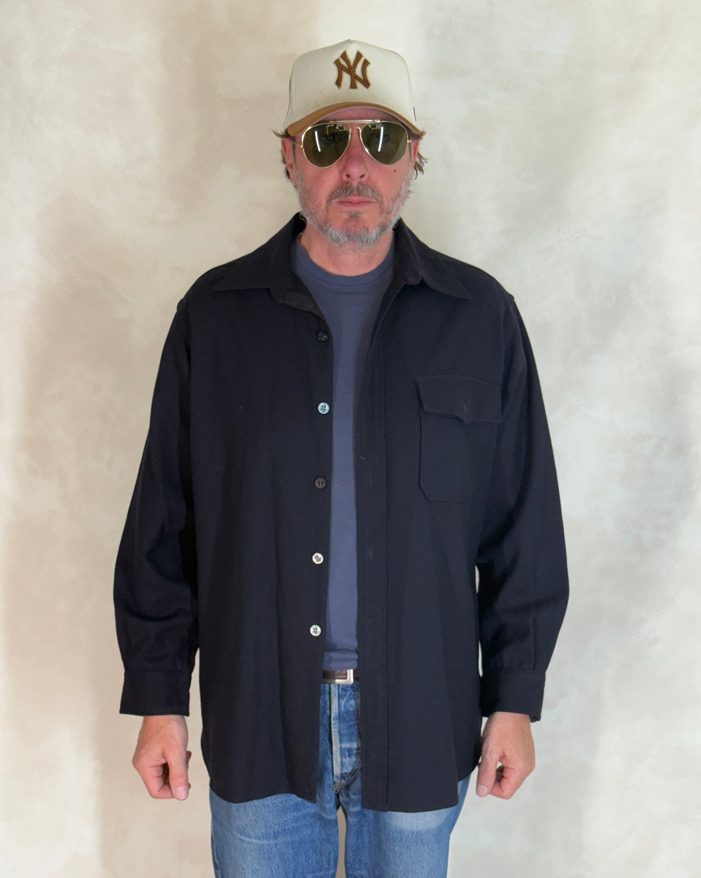 Size Large. Vintage 1940s US navy CPO (Chief Petty Officer) wool shirt – 1 Pocket – USN Military Issue