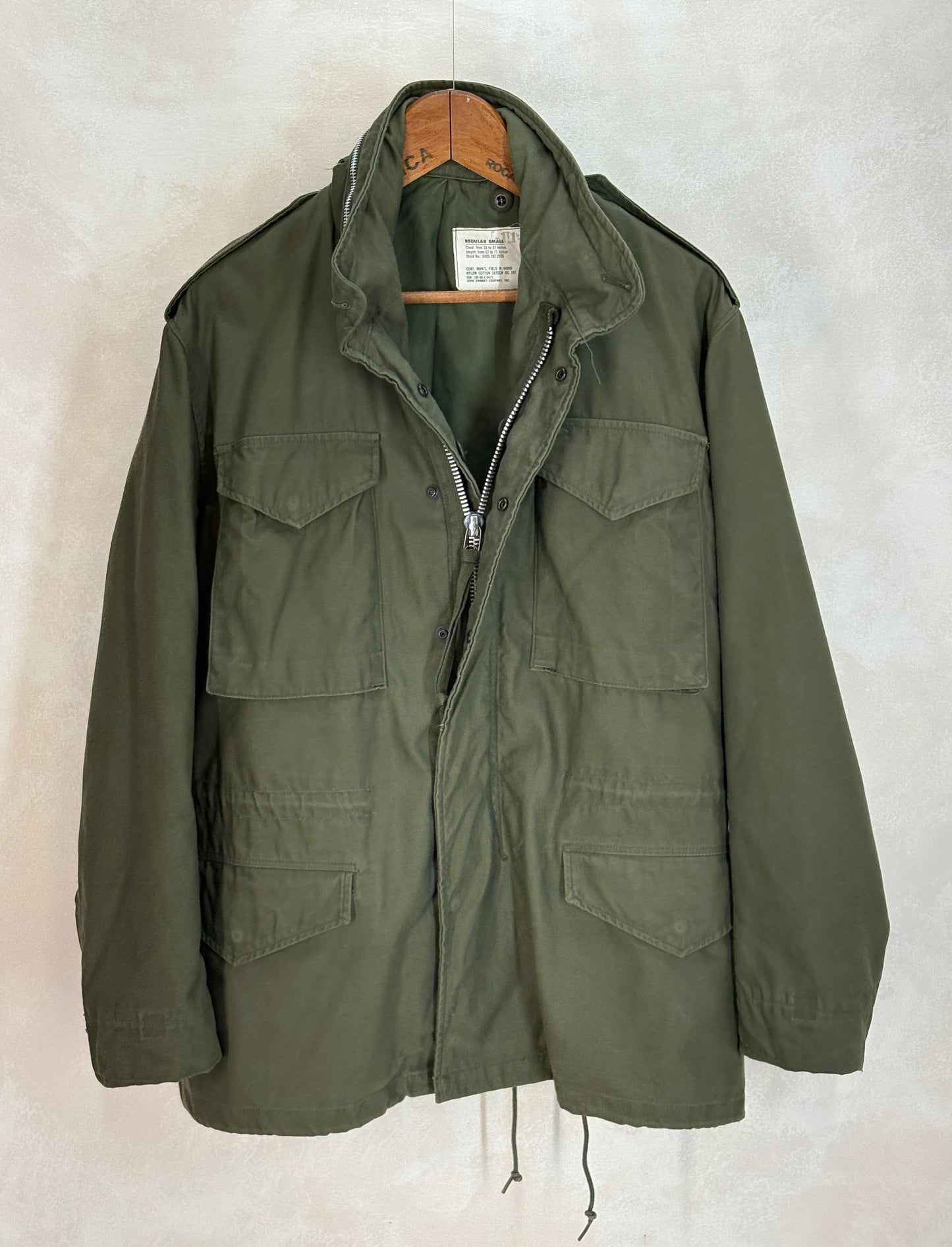 Small Reg. Authentic 1968 US Army M-65 field jacket made by John Ownbey. Military