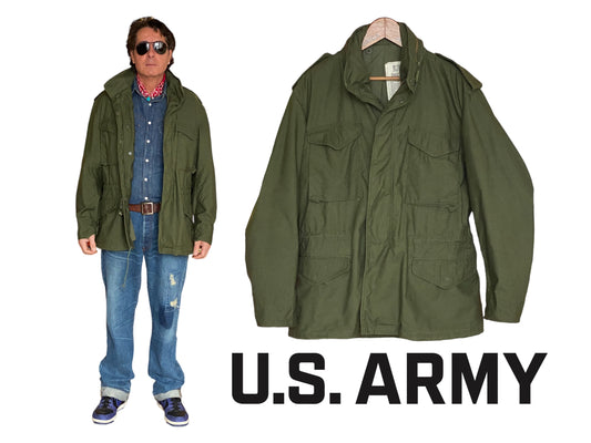 Iconic M65 Authentic Jacket: Olive Green Military Field Jacket with Four Front Pockets and Epaulettes. Classic Style, Unmatched Durability