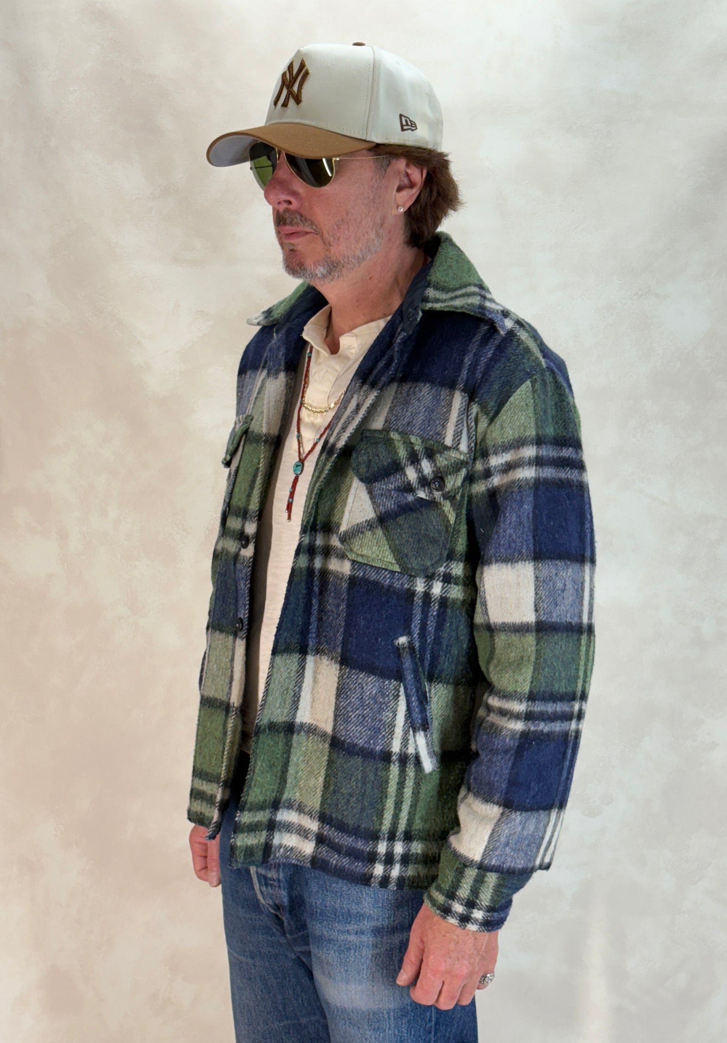 Large: Vintage 70s heavy plaid jacket made by Kingsfield