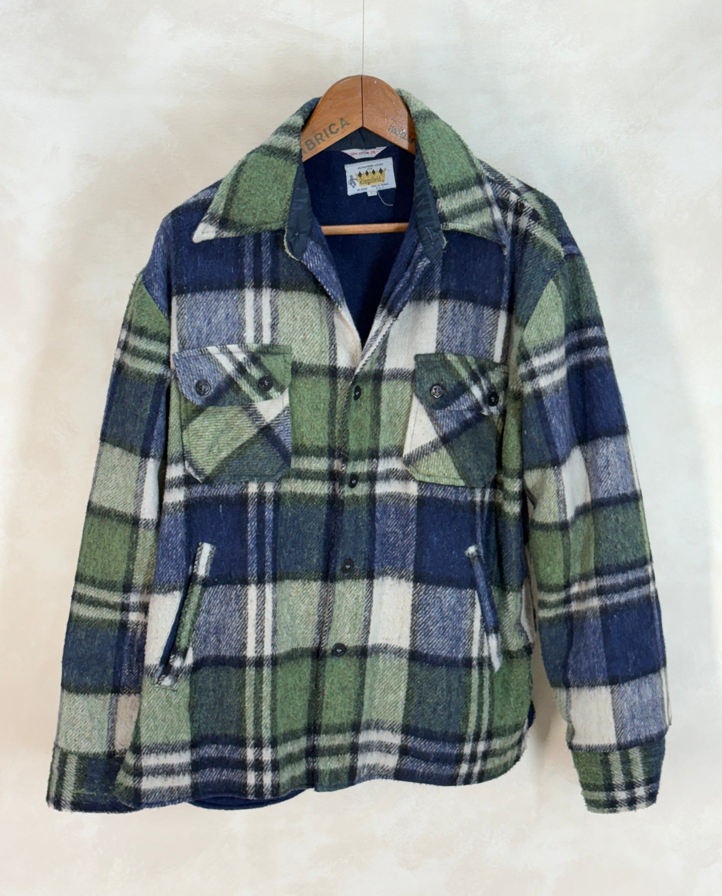 Large: Vintage 70s heavy plaid jacket made by Kingsfield
